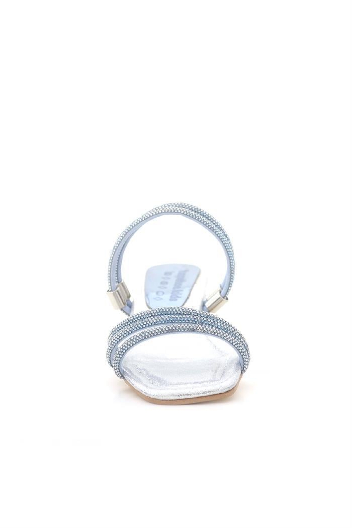 Judy Mavi Gümüş Taşlı Kız Çocuk Topuklu Terlik Ayakkabı - Görsel 5