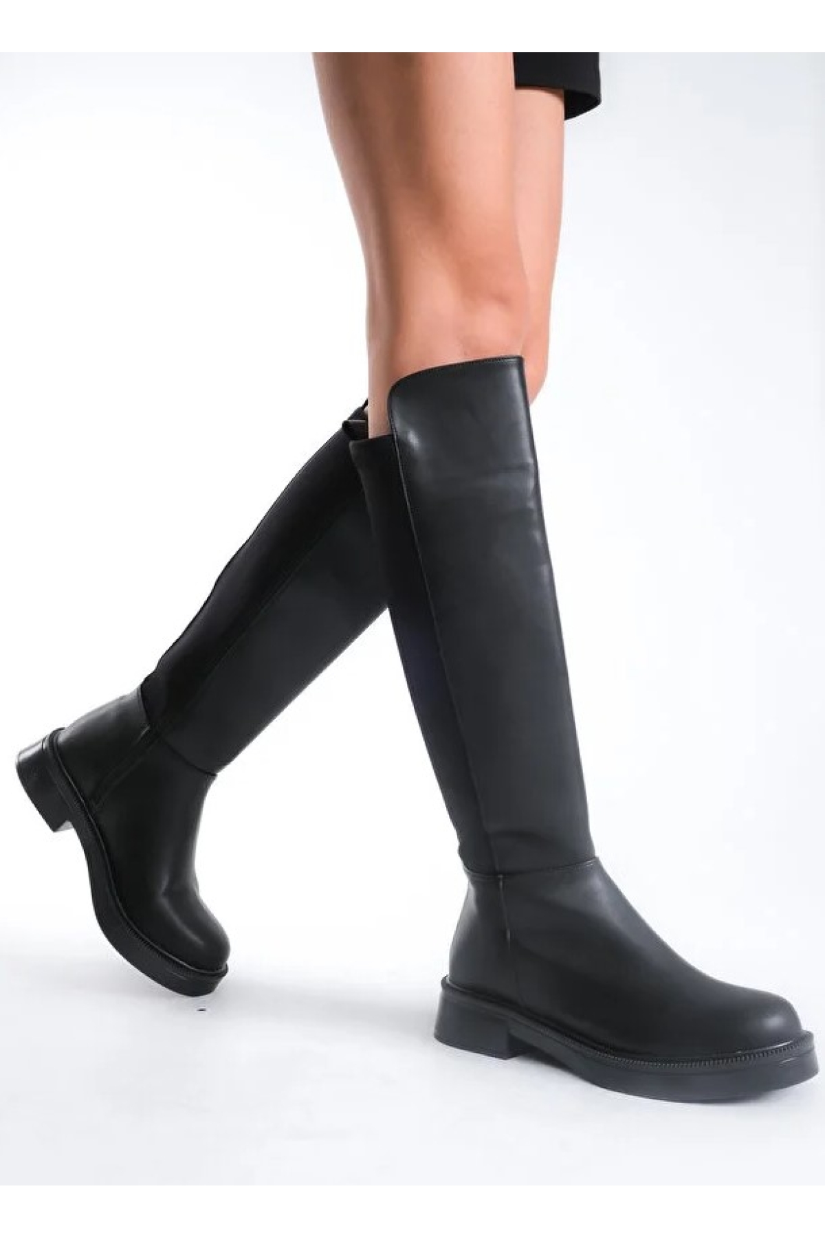 Seribo Binici Düz Taban Arkası Streç Fermuarlı Kadın Çizme - Görsel 3
