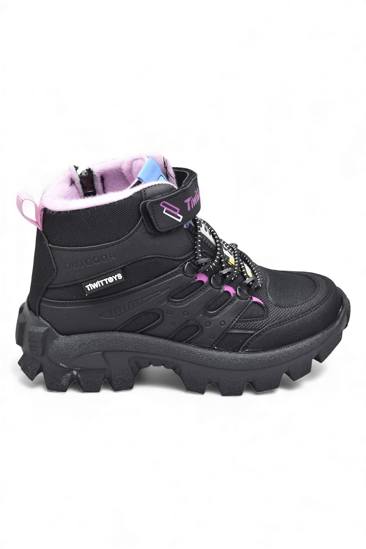 390U Ortopedik Taban Lastikli Cırtlı Kız Çocuk Bot Erkek Çocuk Bot Unisex Çocuk Bot - Görsel 2