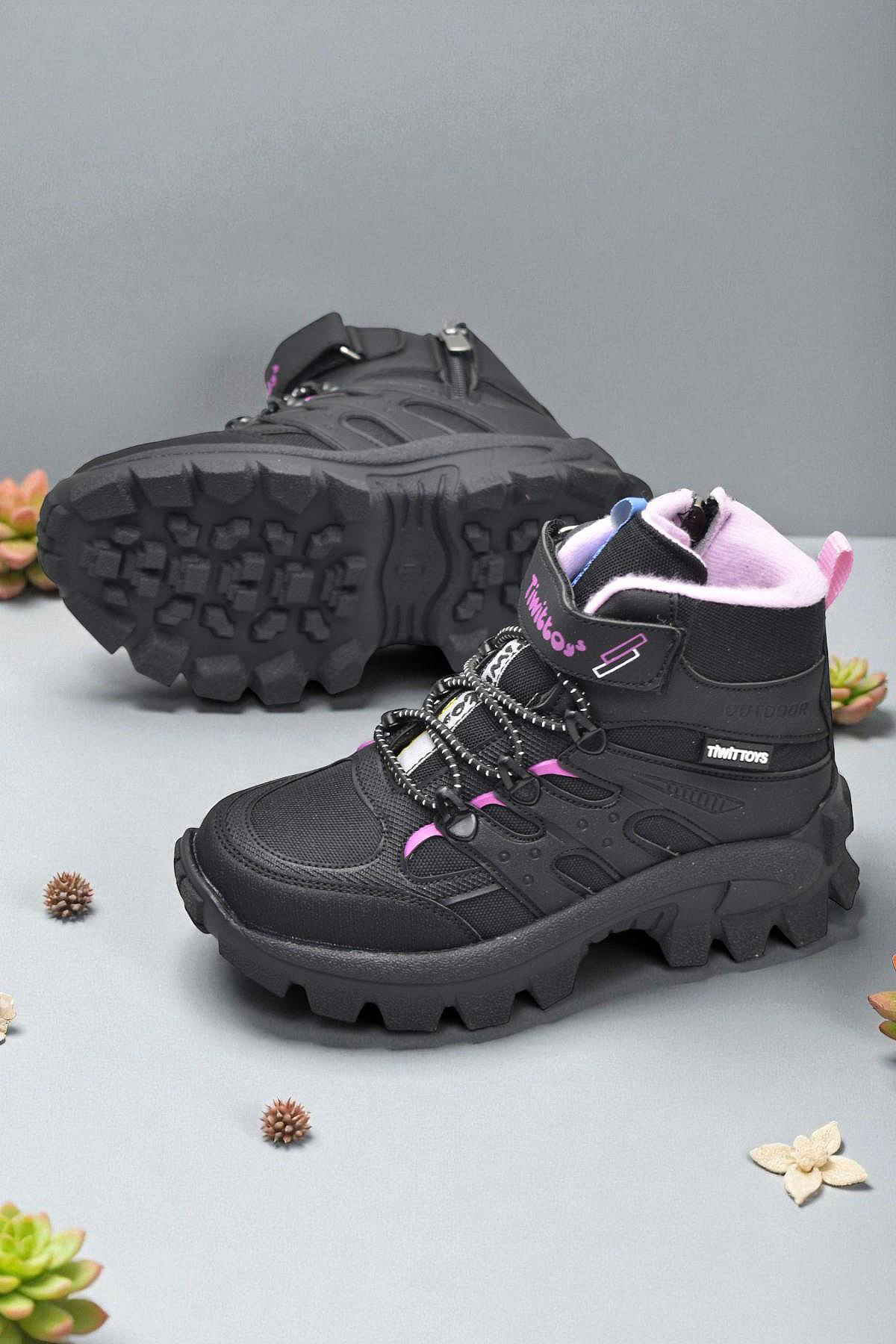 390U Ortopedik Taban Lastikli Cırtlı Kız Çocuk Bot Erkek Çocuk Bot Unisex Çocuk Bot - Görsel 5