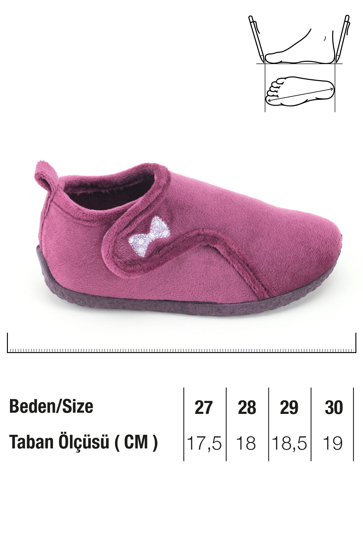 Kışlık Kız Çocuk PVC Rahat Taban Cırt Cırtlı Ayarlanabilir Ev Okul Kreş Panduf Ayakkabı - Görsel 3