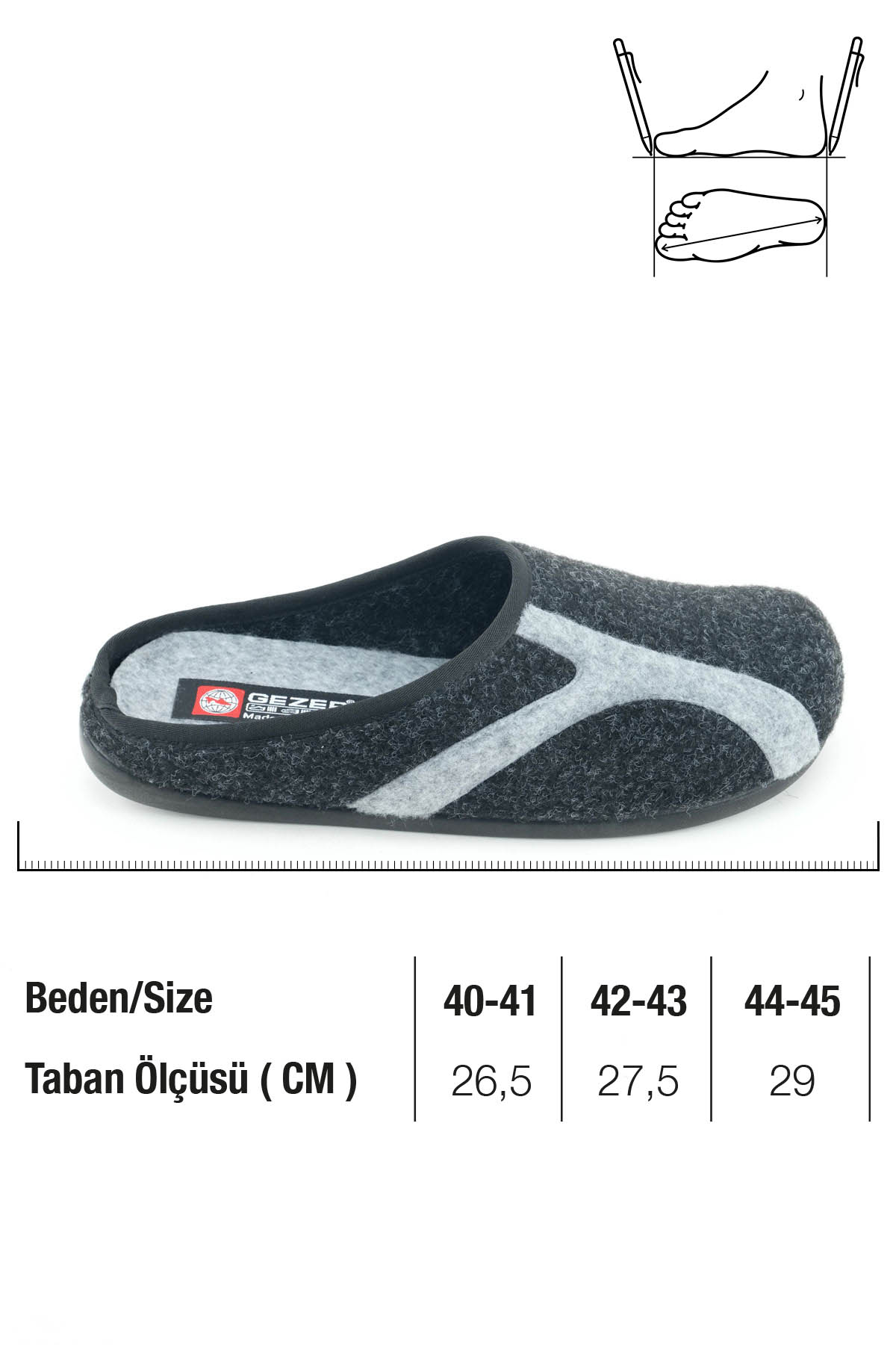 Kışlık Erkek PU Alt Taban Çıkarılabilir İç Tabanlıklı Keçe Ev Bahçe Terlik - Görsel 3