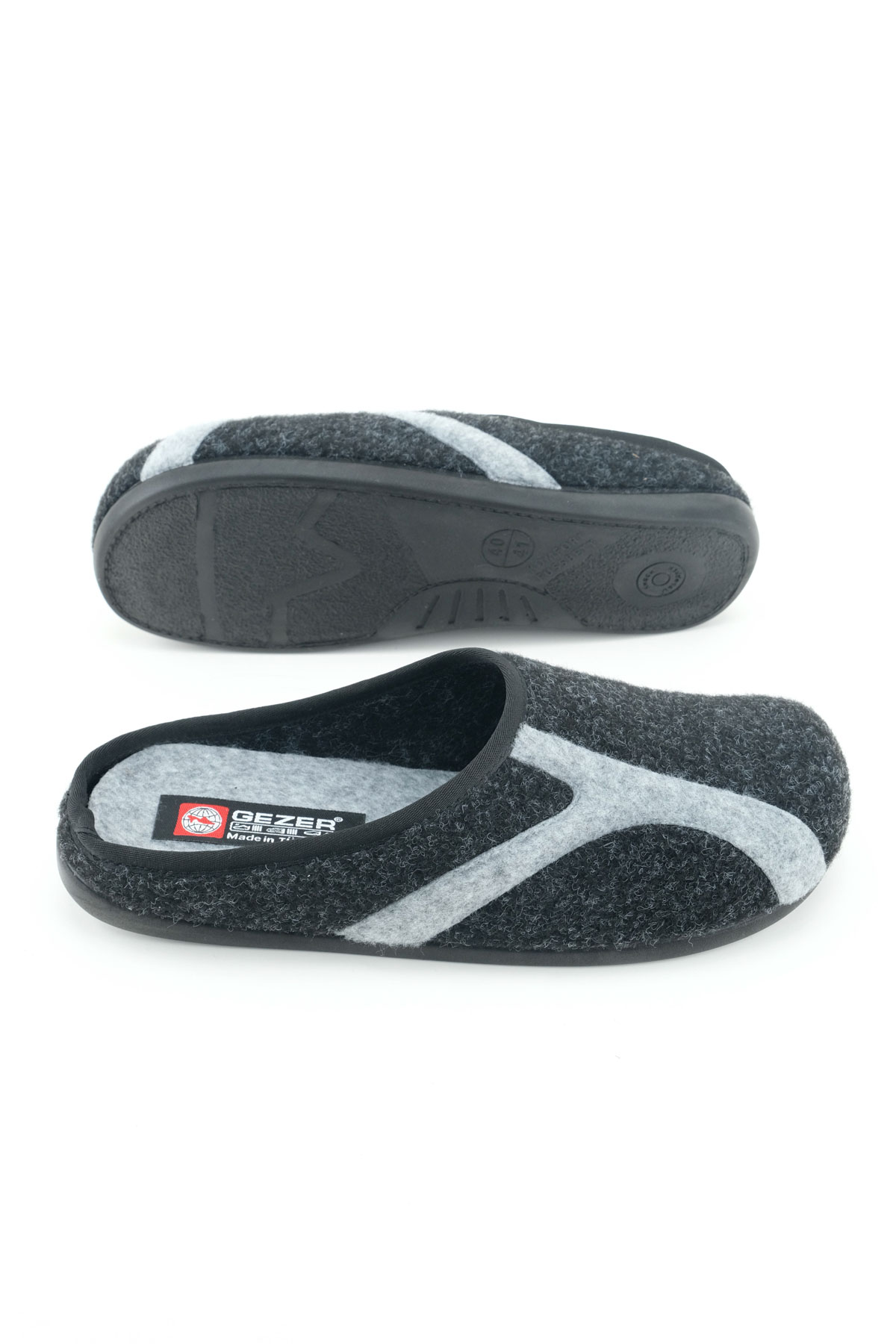 Kışlık Erkek PU Alt Taban Çıkarılabilir İç Tabanlıklı Keçe Ev Bahçe Terlik - Görsel 6