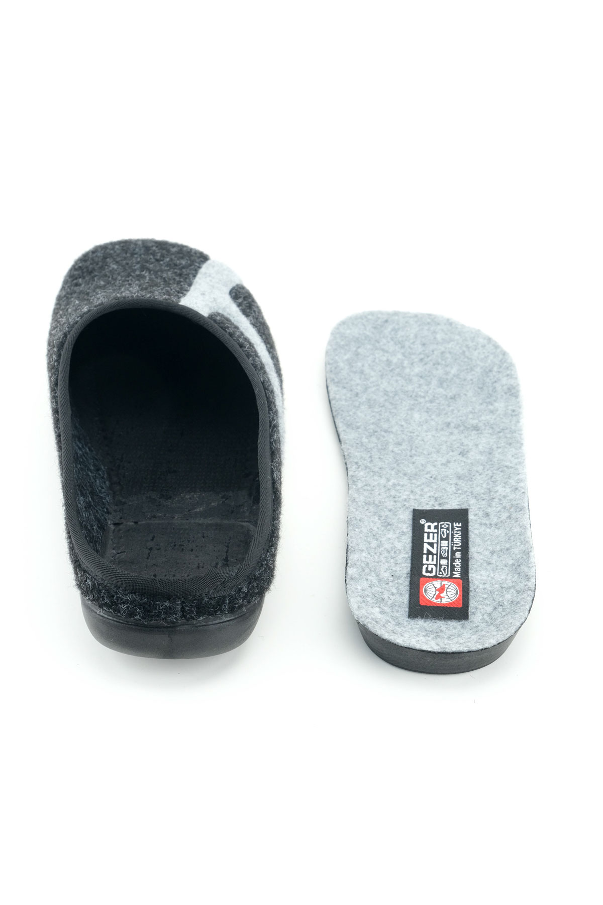 Kışlık Erkek PU Alt Taban Çıkarılabilir İç Tabanlıklı Keçe Ev Bahçe Terlik - Görsel 7