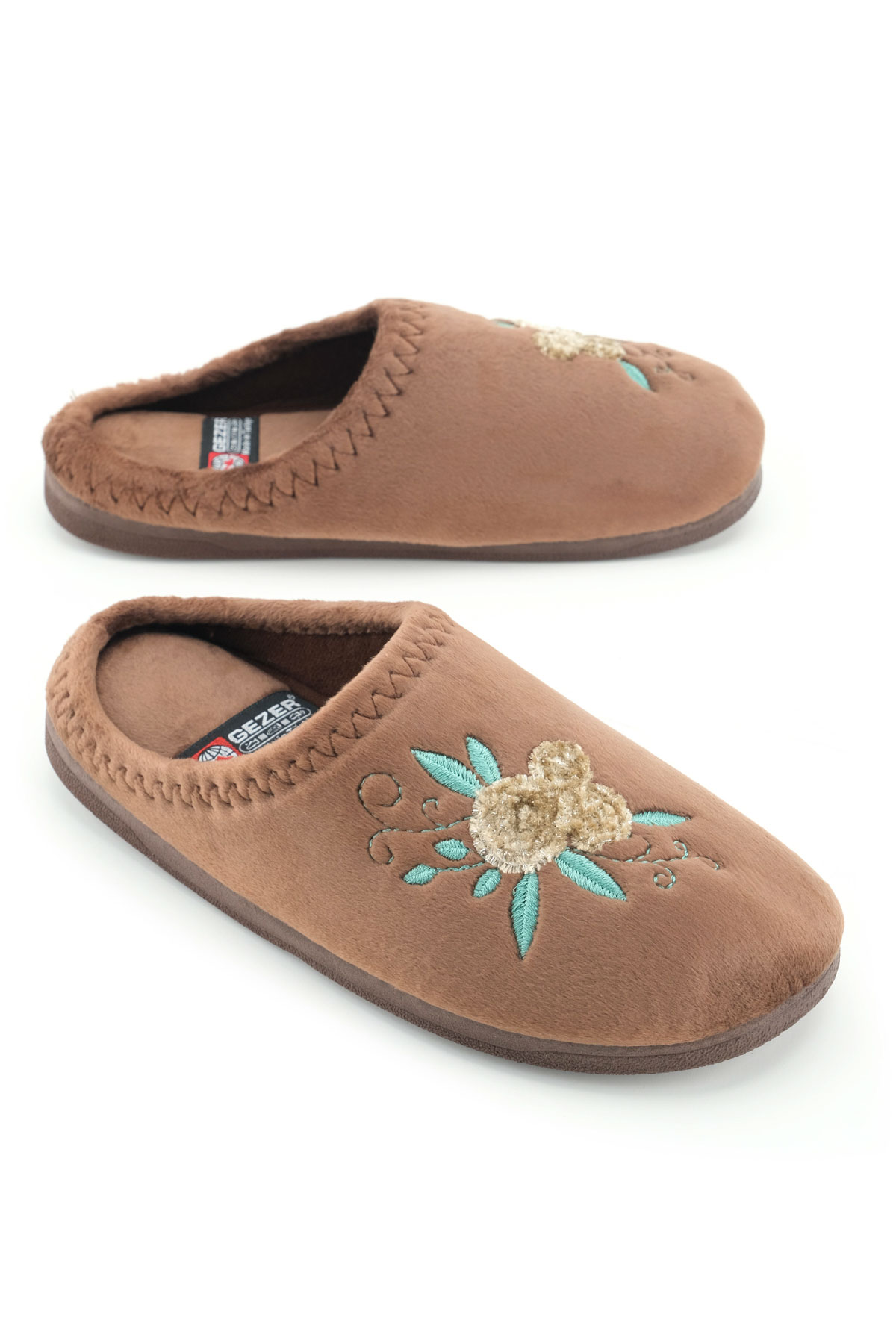 Kadın Kışlık PU Rahat Taban Nakışlı Tasarım Ev Bahçe Terlik - Görsel 2