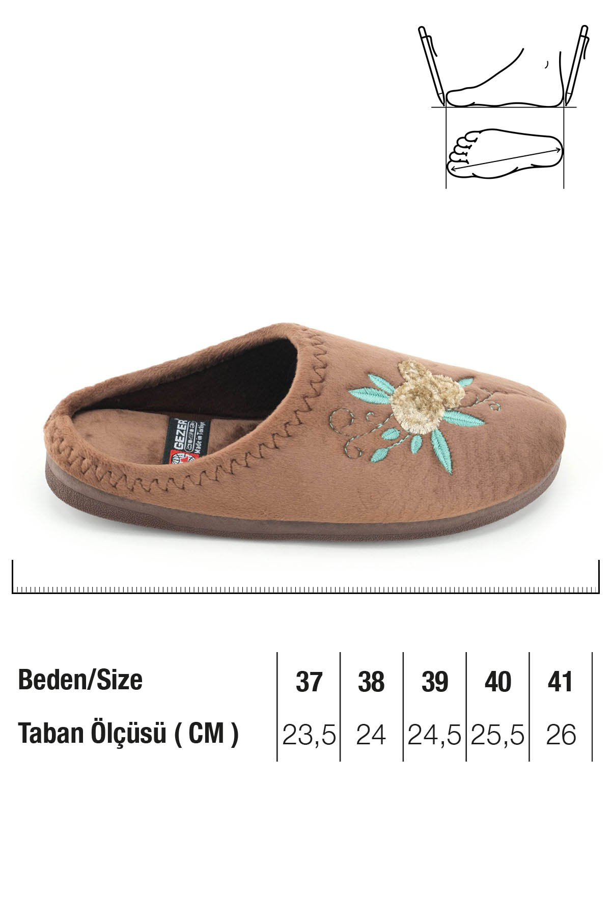 Kadın Kışlık PU Rahat Taban Nakışlı Tasarım Ev Bahçe Terlik - Görsel 3