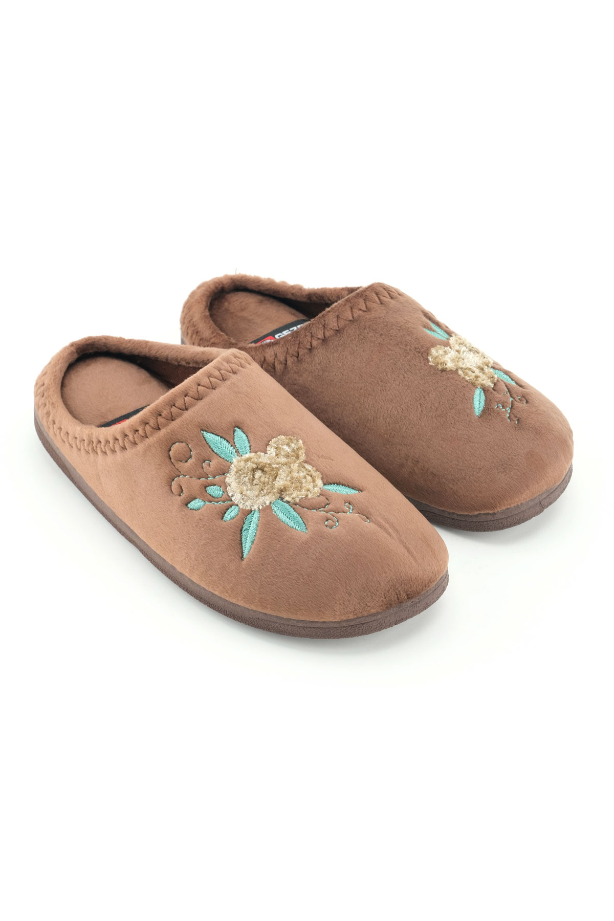 Kadın Kışlık PU Rahat Taban Nakışlı Tasarım Ev Bahçe Terlik - Görsel 4