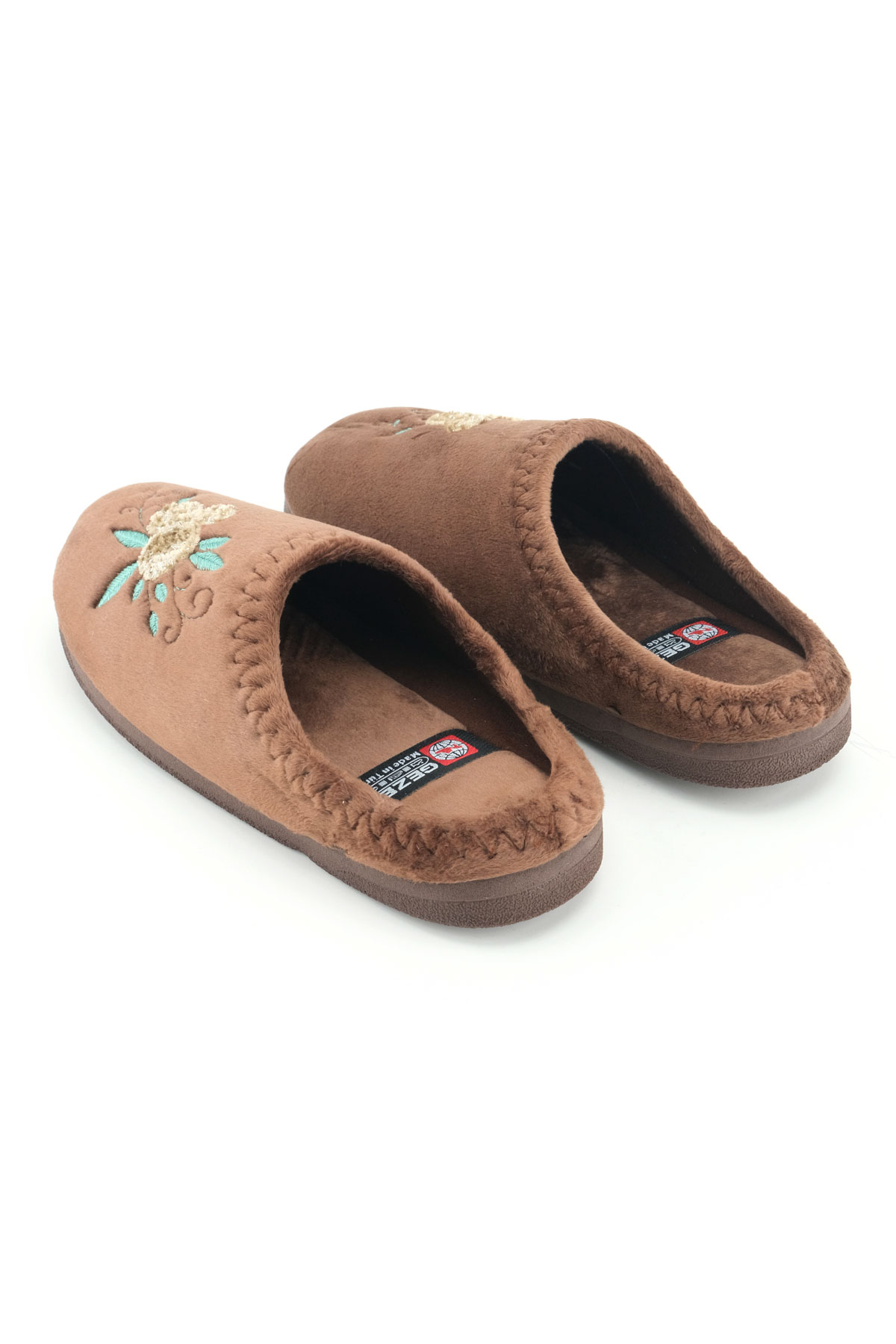 Kadın Kışlık PU Rahat Taban Nakışlı Tasarım Ev Bahçe Terlik - Görsel 5