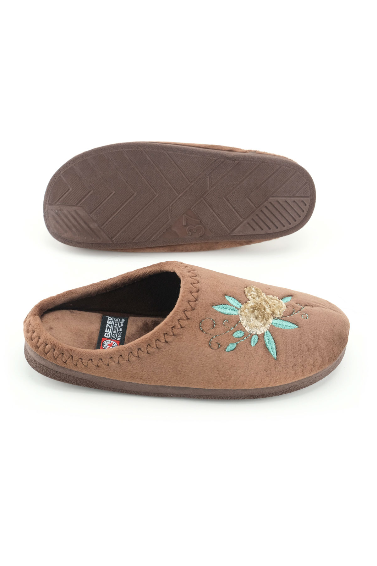 Kadın Kışlık PU Rahat Taban Nakışlı Tasarım Ev Bahçe Terlik - Görsel 6