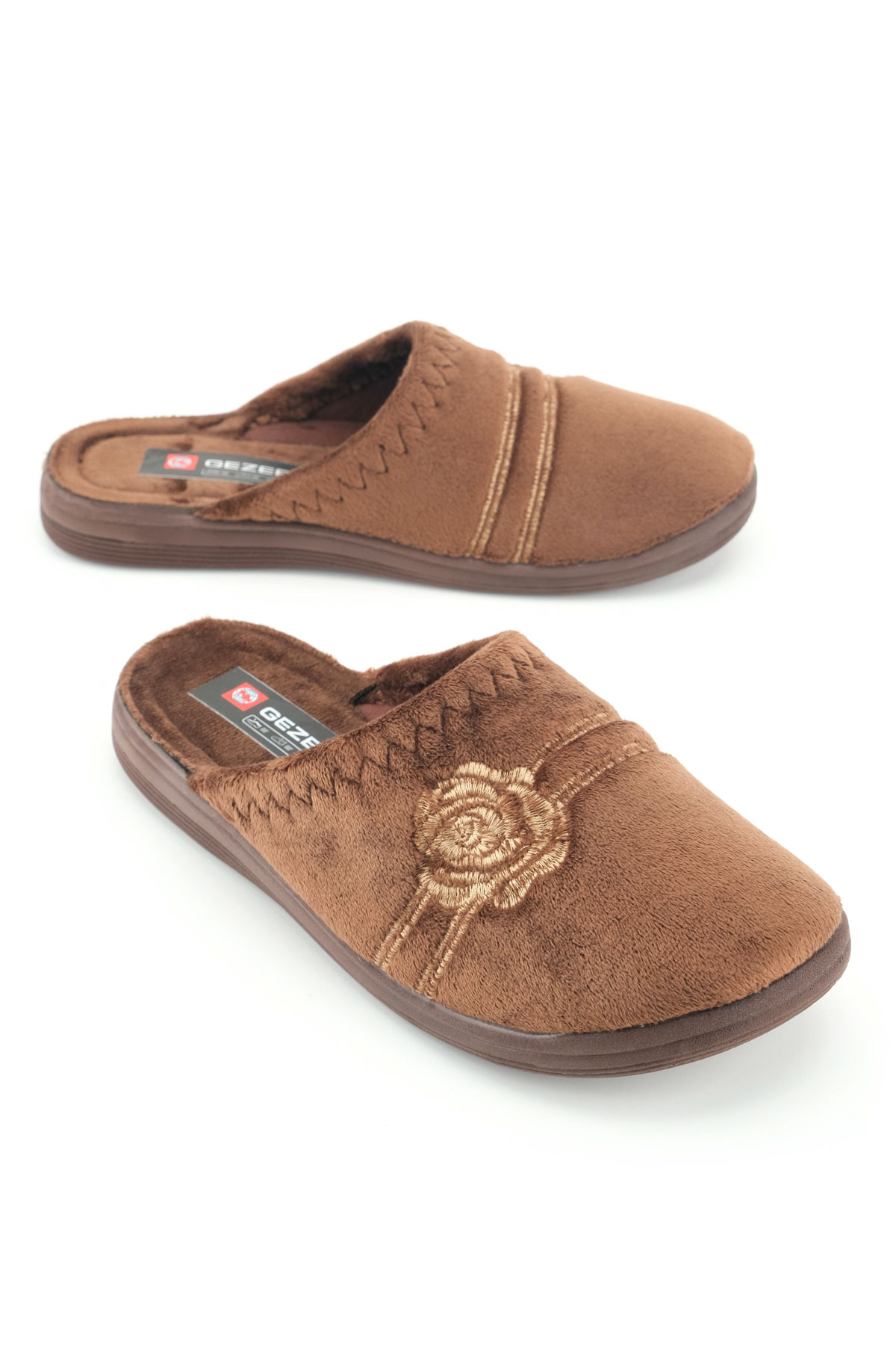 Kadın Kışlık PU Rahat Taban Nakışlı Tasarım Ev Bahçe Terlik - Görsel 2