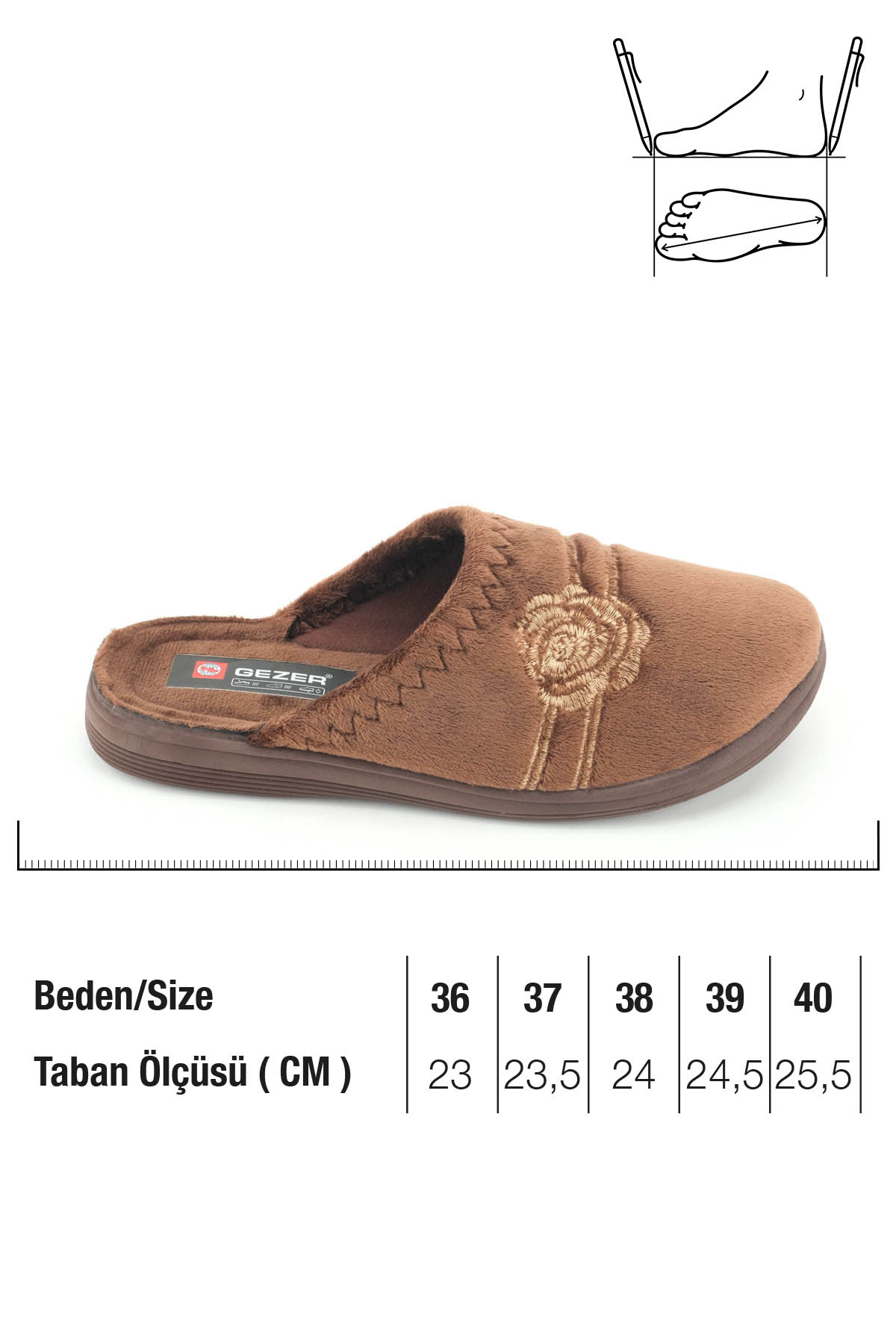 Kadın Kışlık PU Rahat Taban Nakışlı Tasarım Ev Bahçe Terlik - Görsel 3