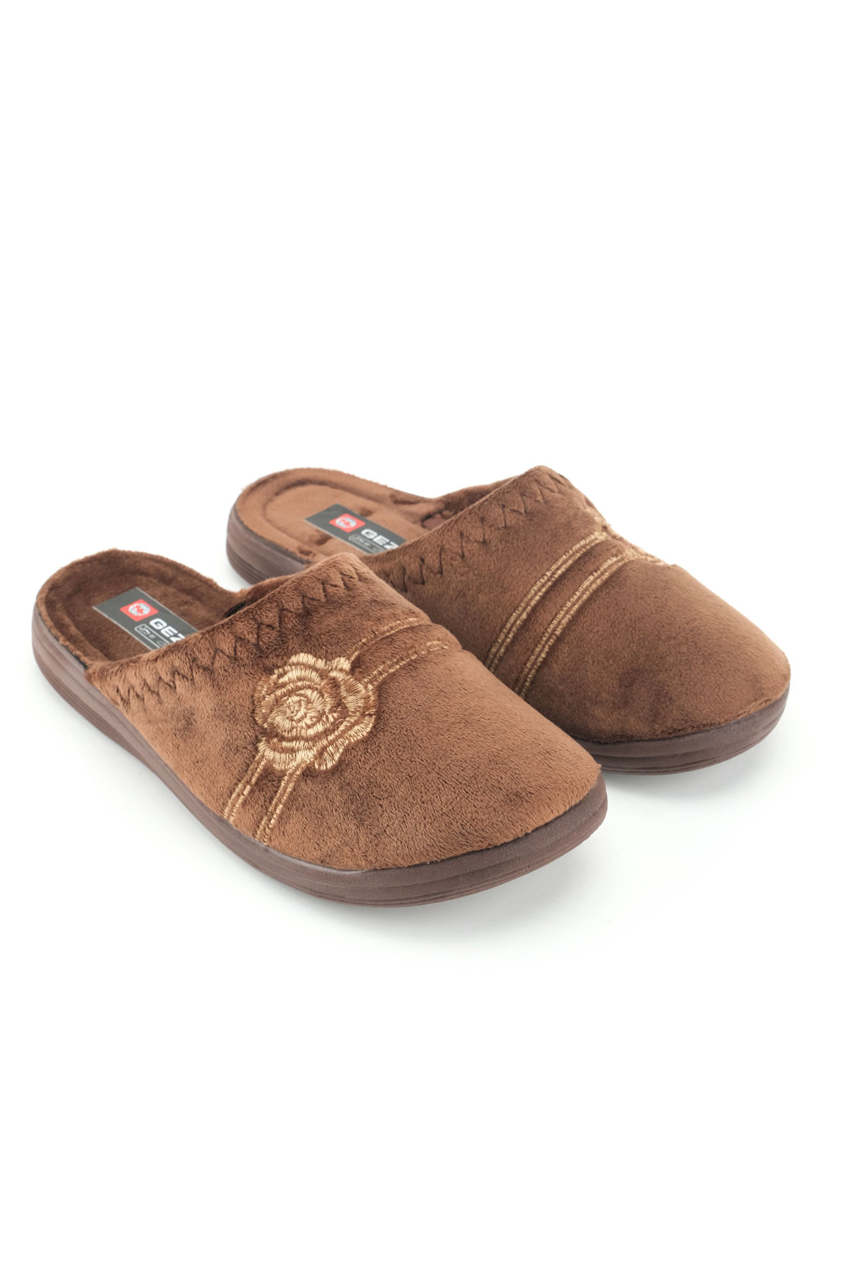 Kadın Kışlık PU Rahat Taban Nakışlı Tasarım Ev Bahçe Terlik - Görsel 4