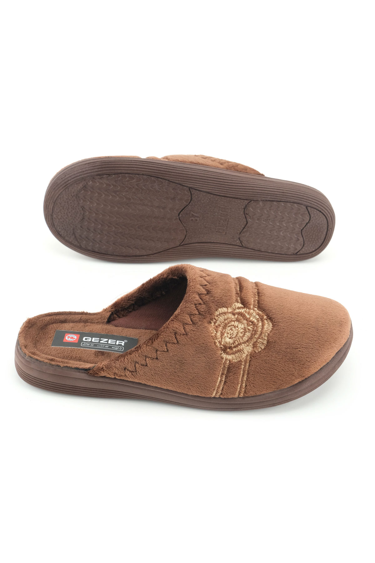 Kadın Kışlık PU Rahat Taban Nakışlı Tasarım Ev Bahçe Terlik - Görsel 6