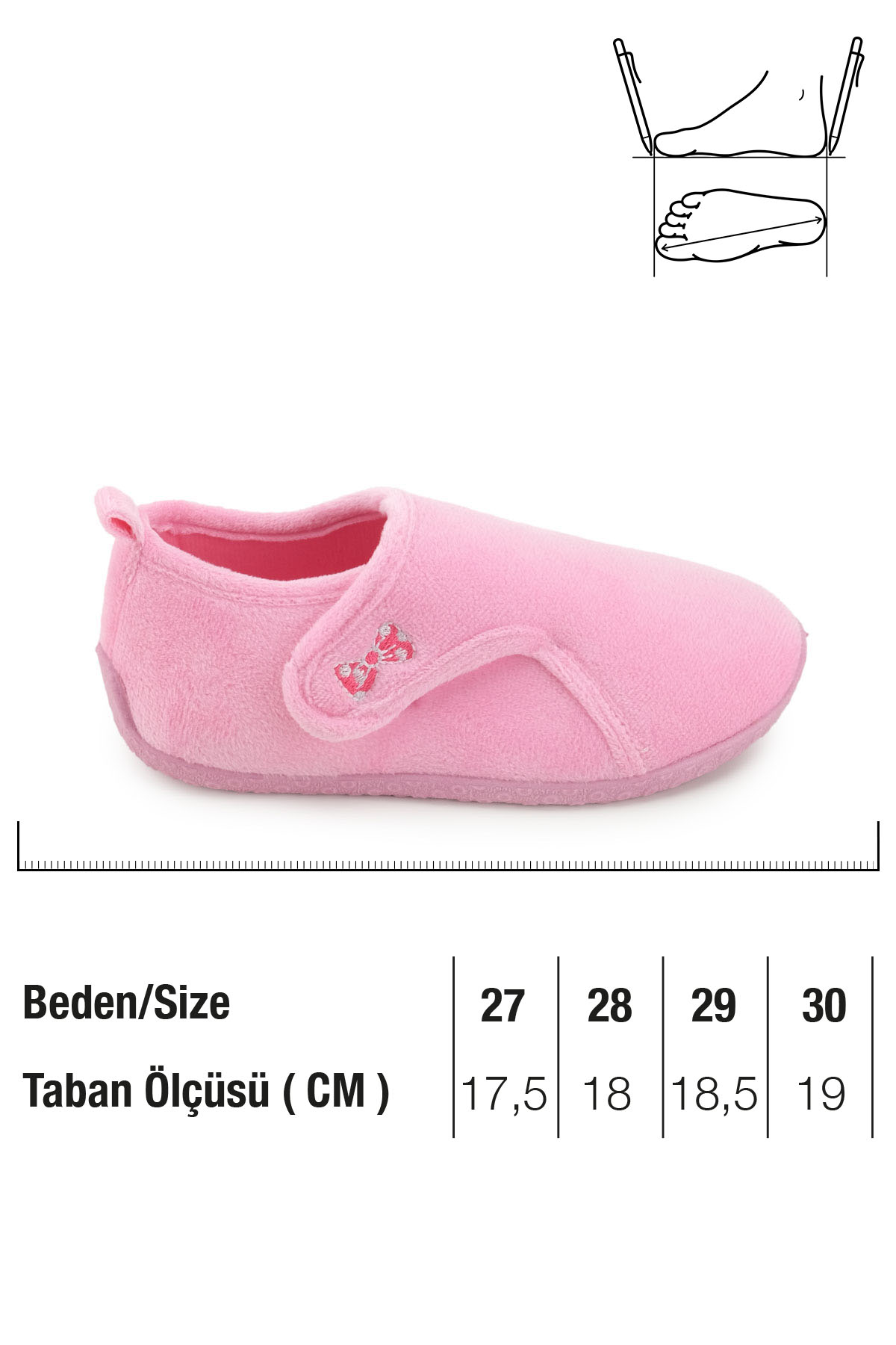 Kışlık Kız Çocuk PVC Rahat Taban Cırt Cırtlı Ayarlanabilir Ev Okul Kreş Panduf Ayakkabı - Görsel 3