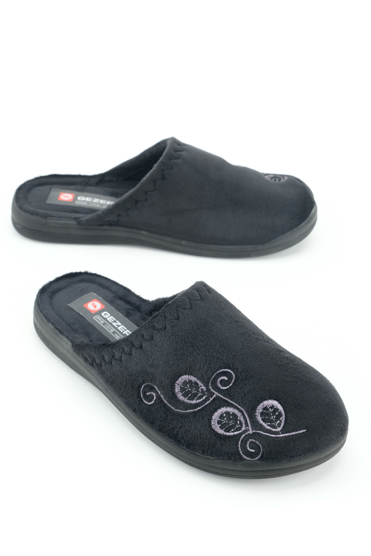 Kadın Kışlık PU Rahat Taban Nakışlı Tasarım Ev Bahçe Terlik - Görsel 2