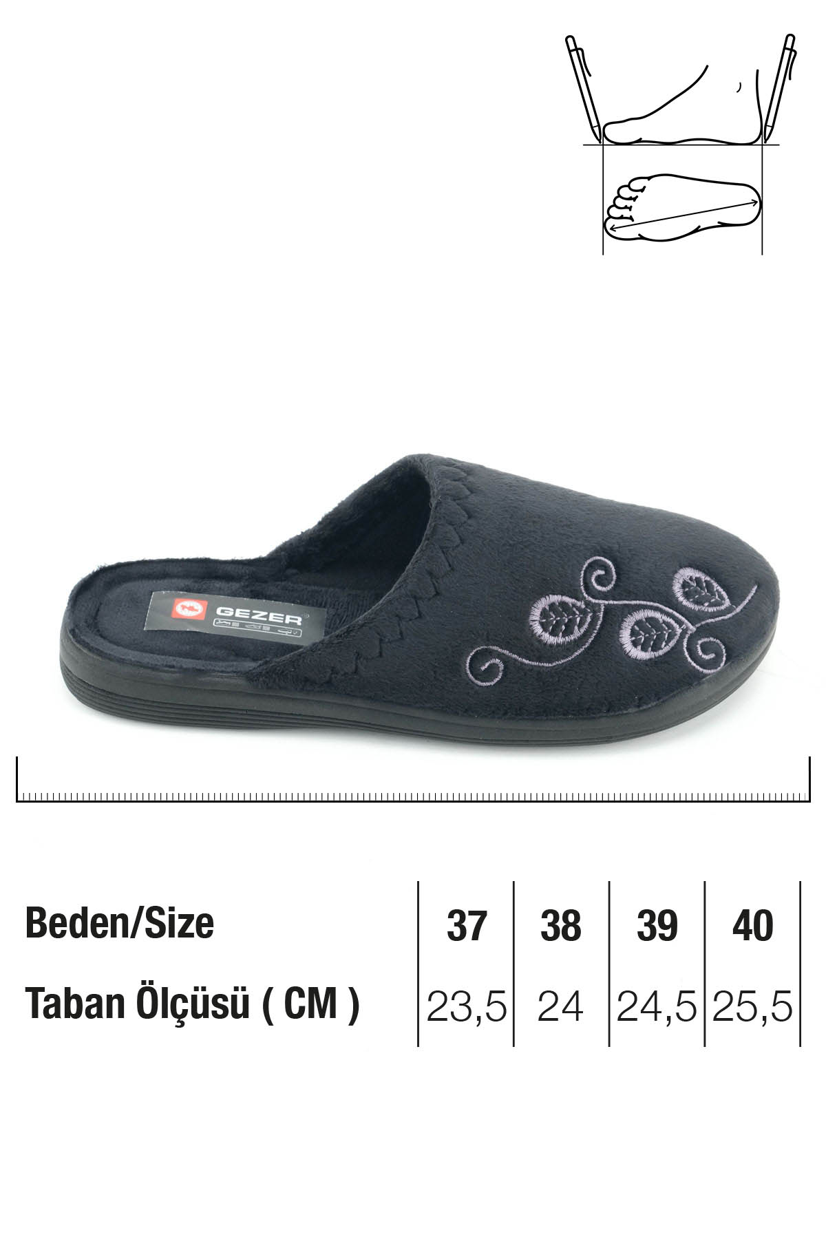 Kadın Kışlık PU Rahat Taban Nakışlı Tasarım Ev Bahçe Terlik - Görsel 3