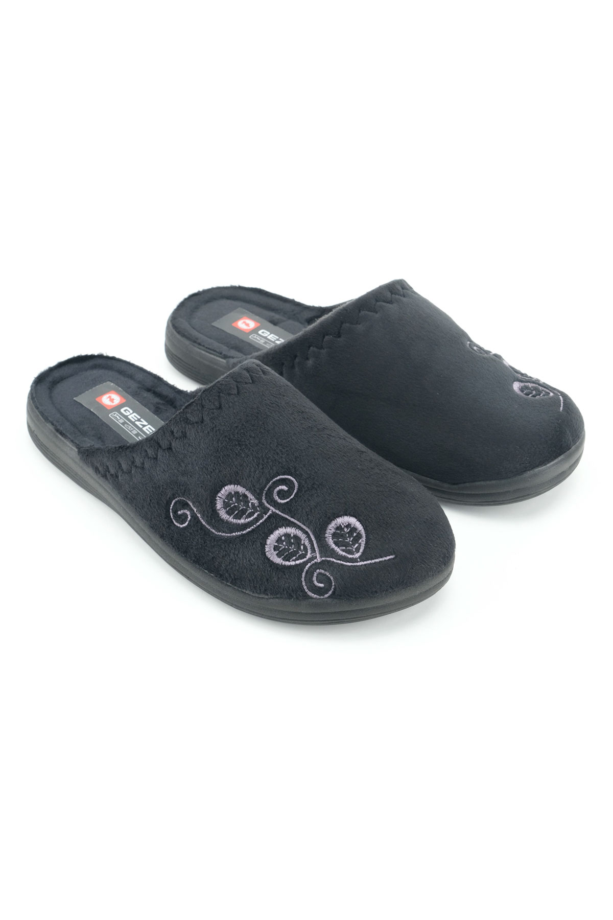 Kadın Kışlık PU Rahat Taban Nakışlı Tasarım Ev Bahçe Terlik - Görsel 4