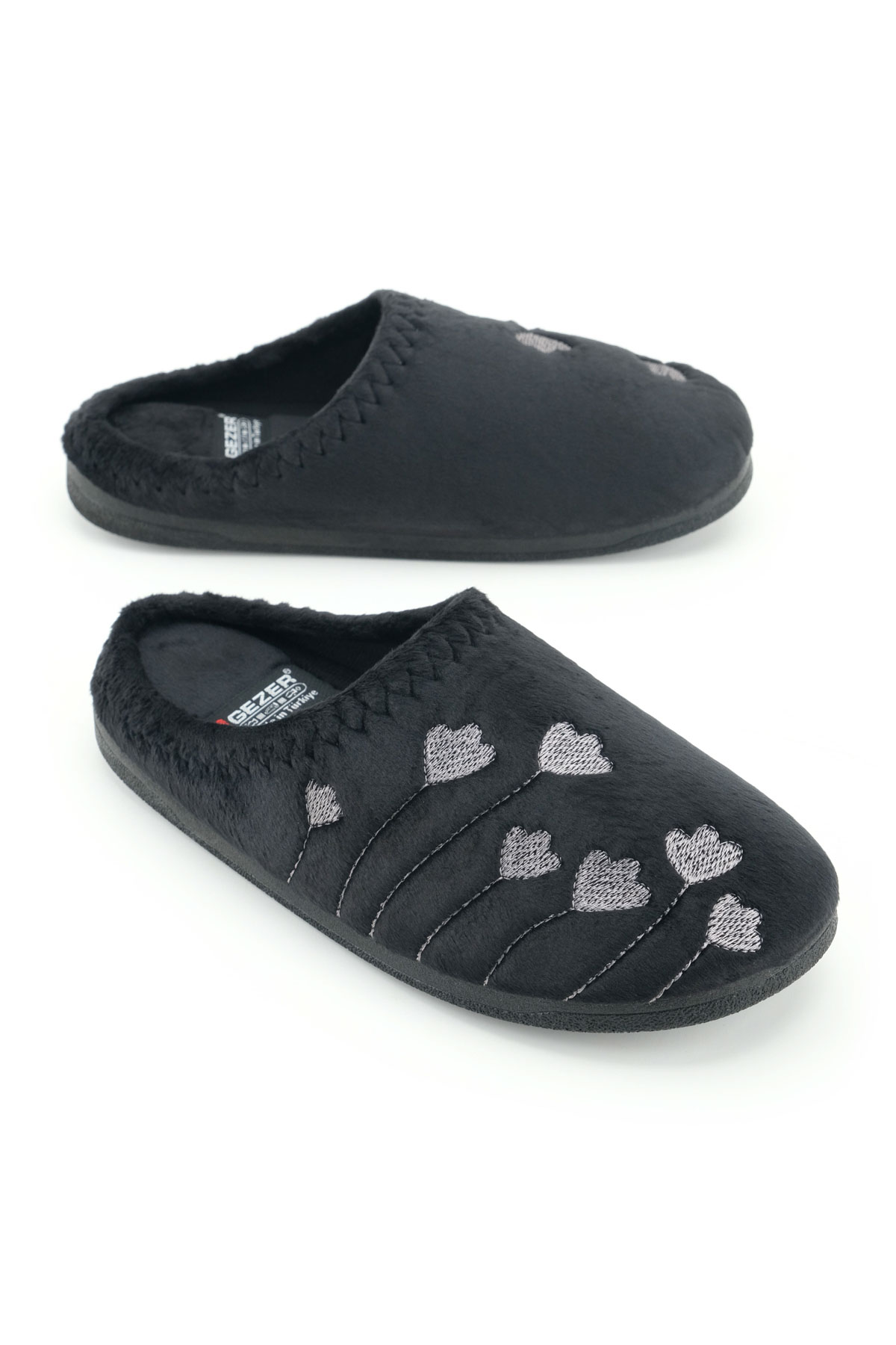 Kadın Kışlık PU Rahat Taban Nakışlı Tasarım Ev Bahçe Terlik - Görsel 2