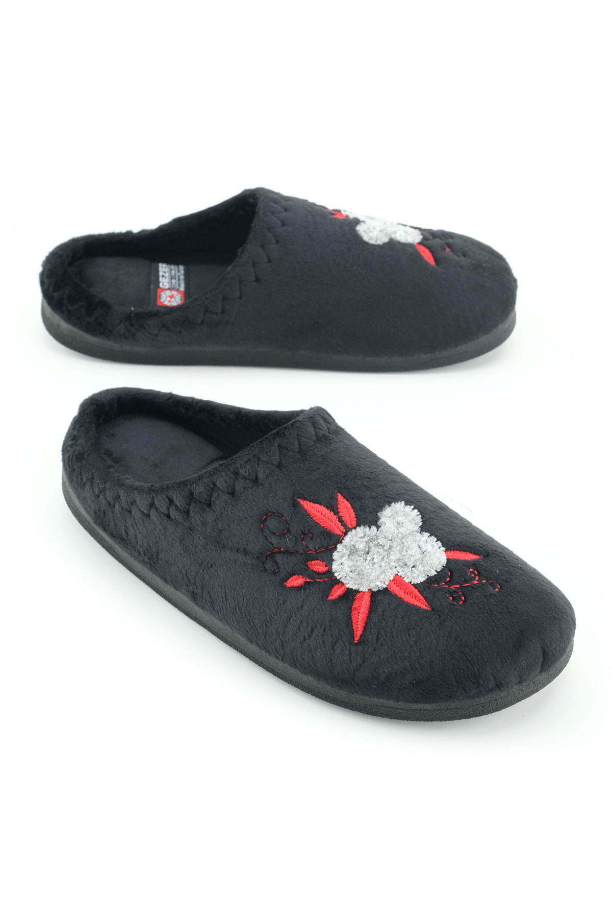 Kadın Kışlık PU Rahat Taban Nakışlı Tasarım Ev Bahçe Terlik - Görsel 2