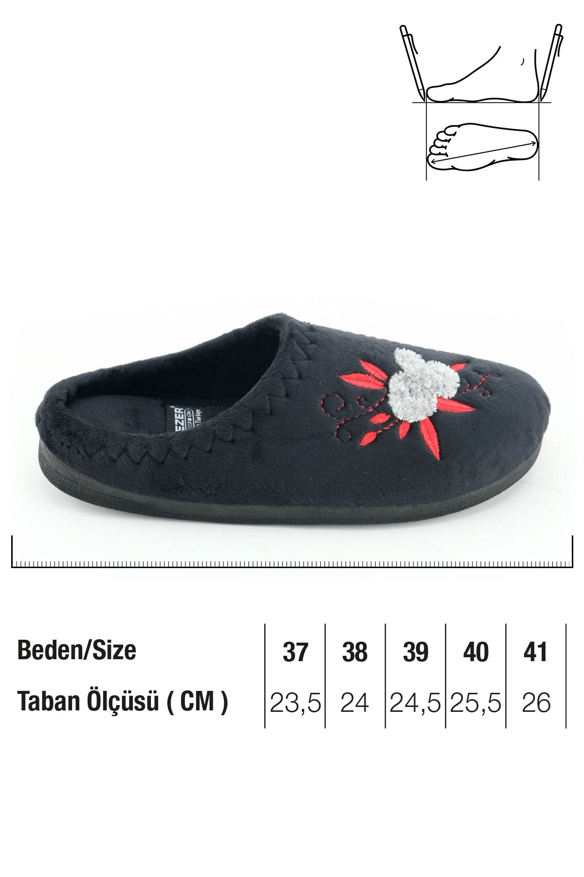 Kadın Kışlık PU Rahat Taban Nakışlı Tasarım Ev Bahçe Terlik - Görsel 3