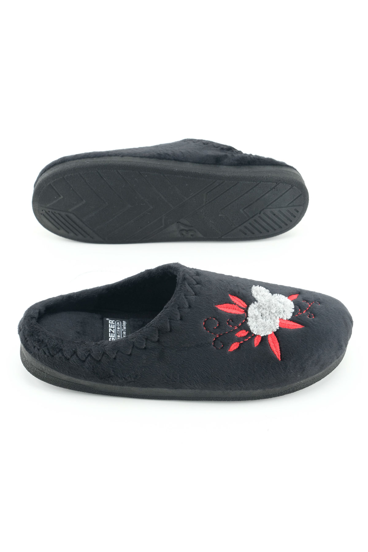 Kadın Kışlık PU Rahat Taban Nakışlı Tasarım Ev Bahçe Terlik - Görsel 6