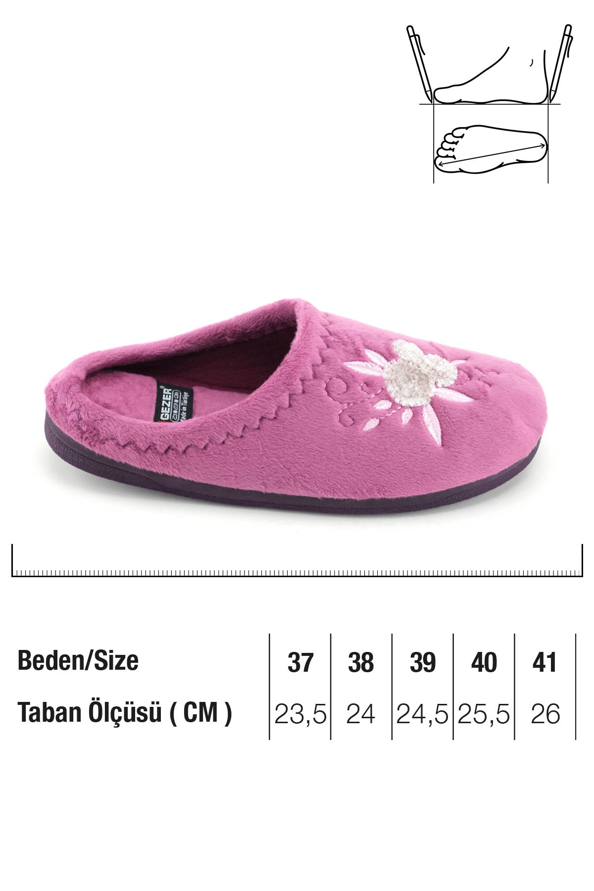 Kadın Kışlık PU Rahat Taban Nakışlı Tasarım Ev Bahçe Terlik - Görsel 3