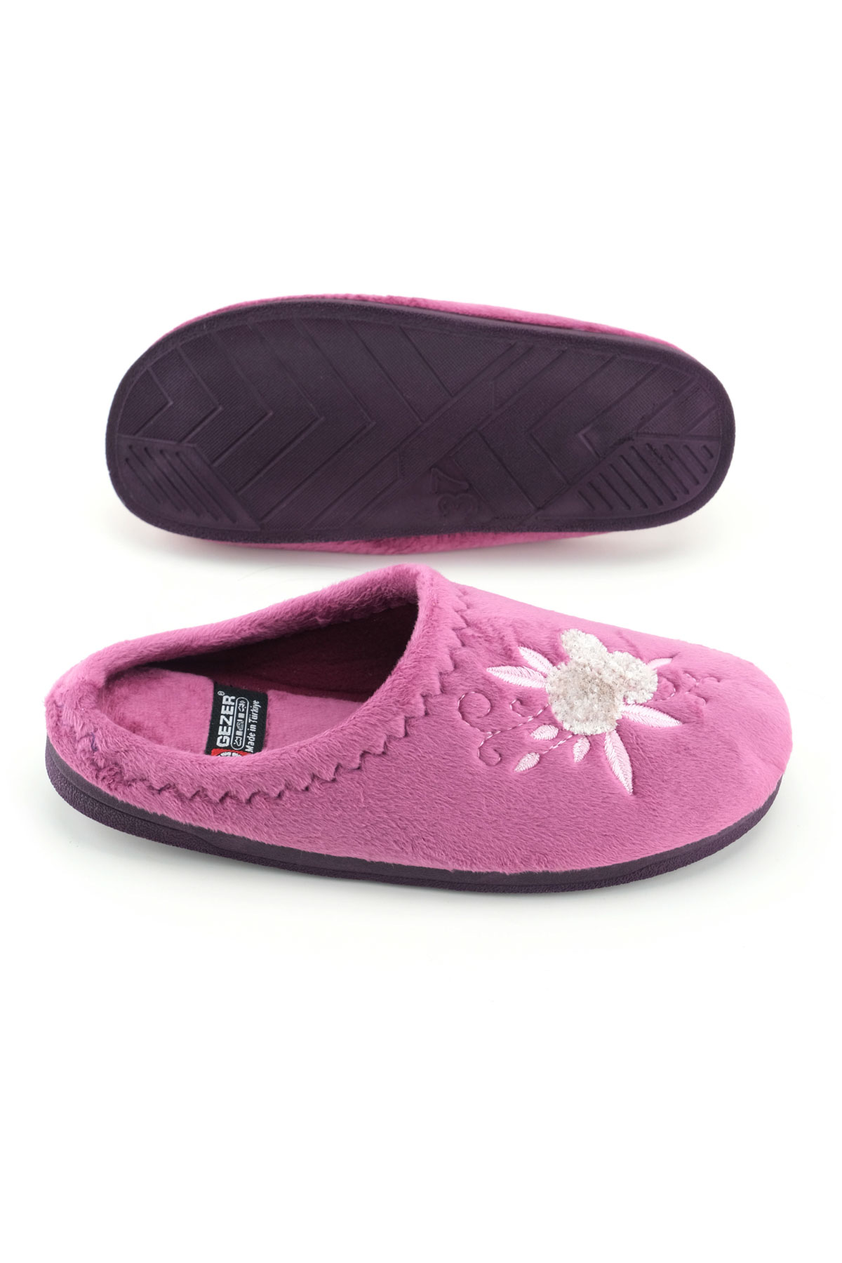 Kadın Kışlık PU Rahat Taban Nakışlı Tasarım Ev Bahçe Terlik - Görsel 6