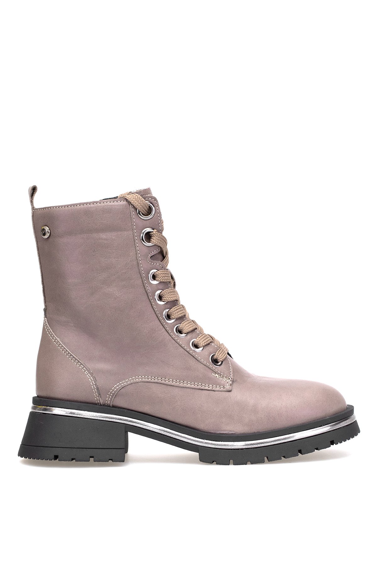 D25KB-4610 Kadın Hakiki Deri Topuklu Bot Vizon - Görsel 2