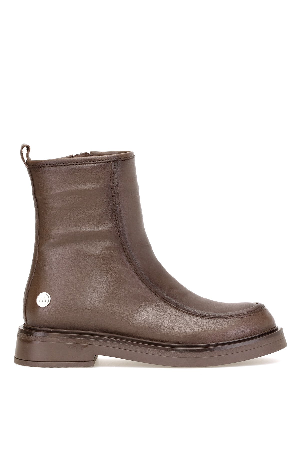 D25KB-8150 Kadın Hakiki Deri Düz Bot Kahverengi - Görsel 2