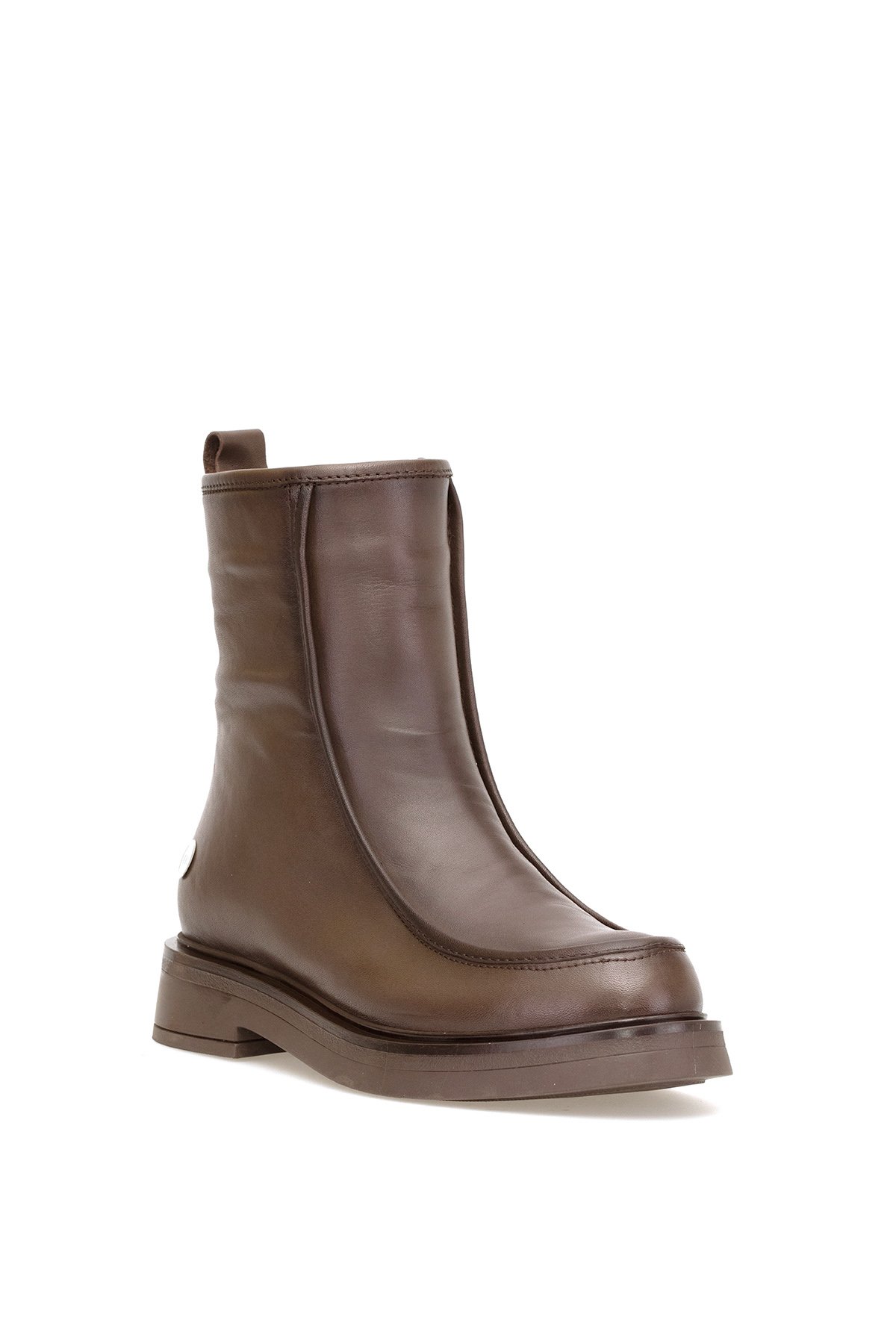 D25KB-8150 Kadın Hakiki Deri Düz Bot Kahverengi - Görsel 3