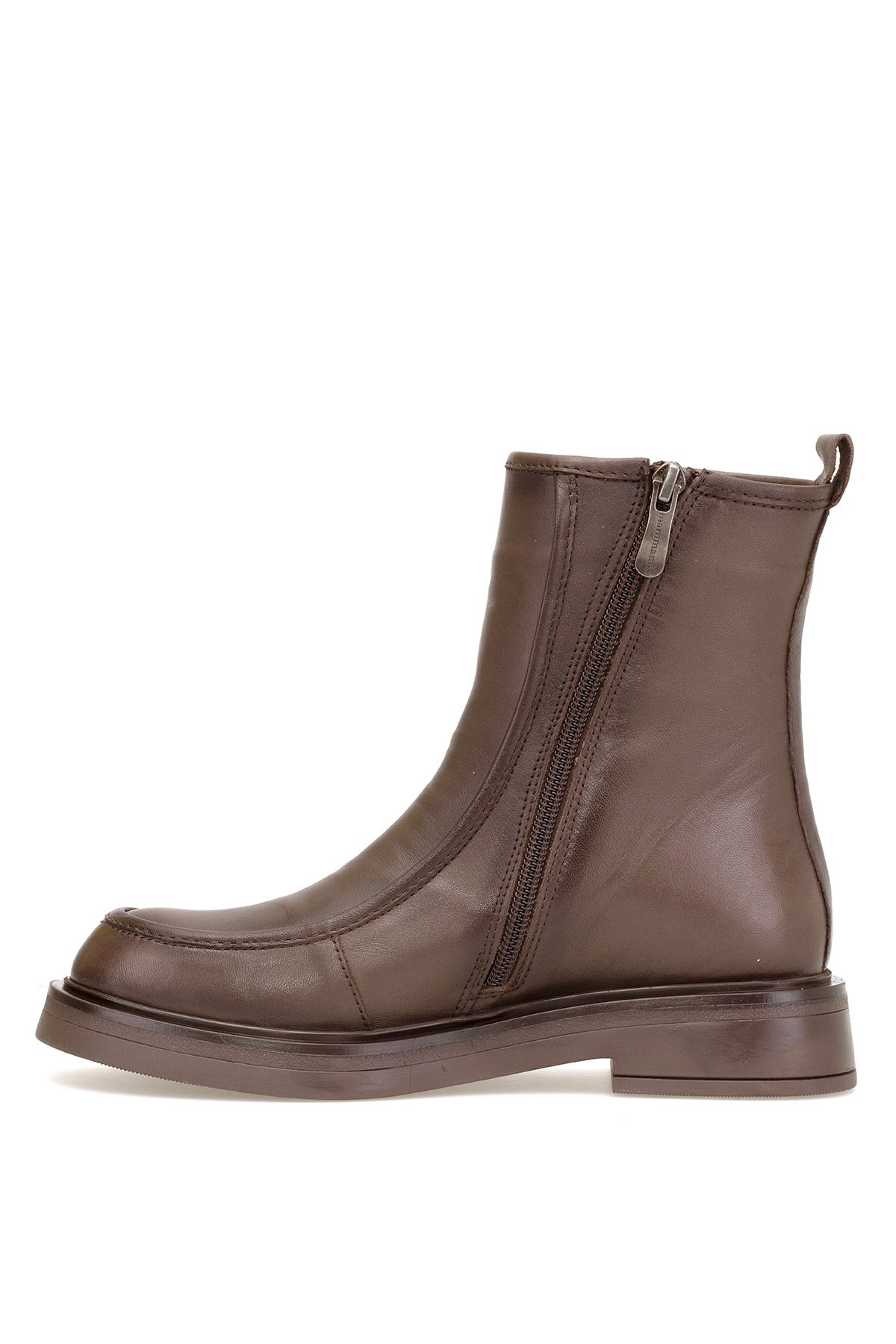 D25KB-8150 Kadın Hakiki Deri Düz Bot Kahverengi - Görsel 4