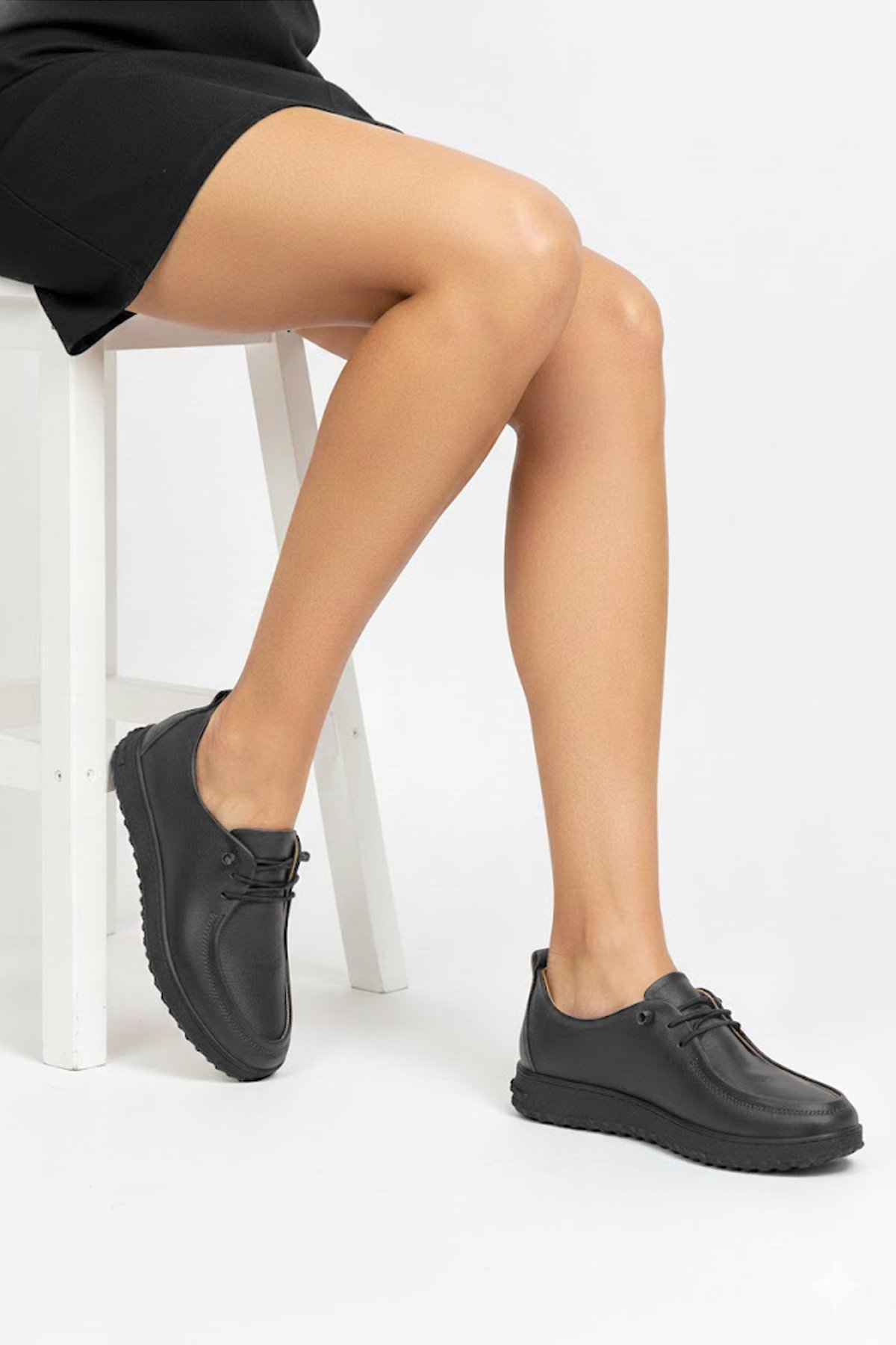 Elit ASSCL100 Kadın Hakiki Deri Casual Ayakkabı Siyah - Görsel 2