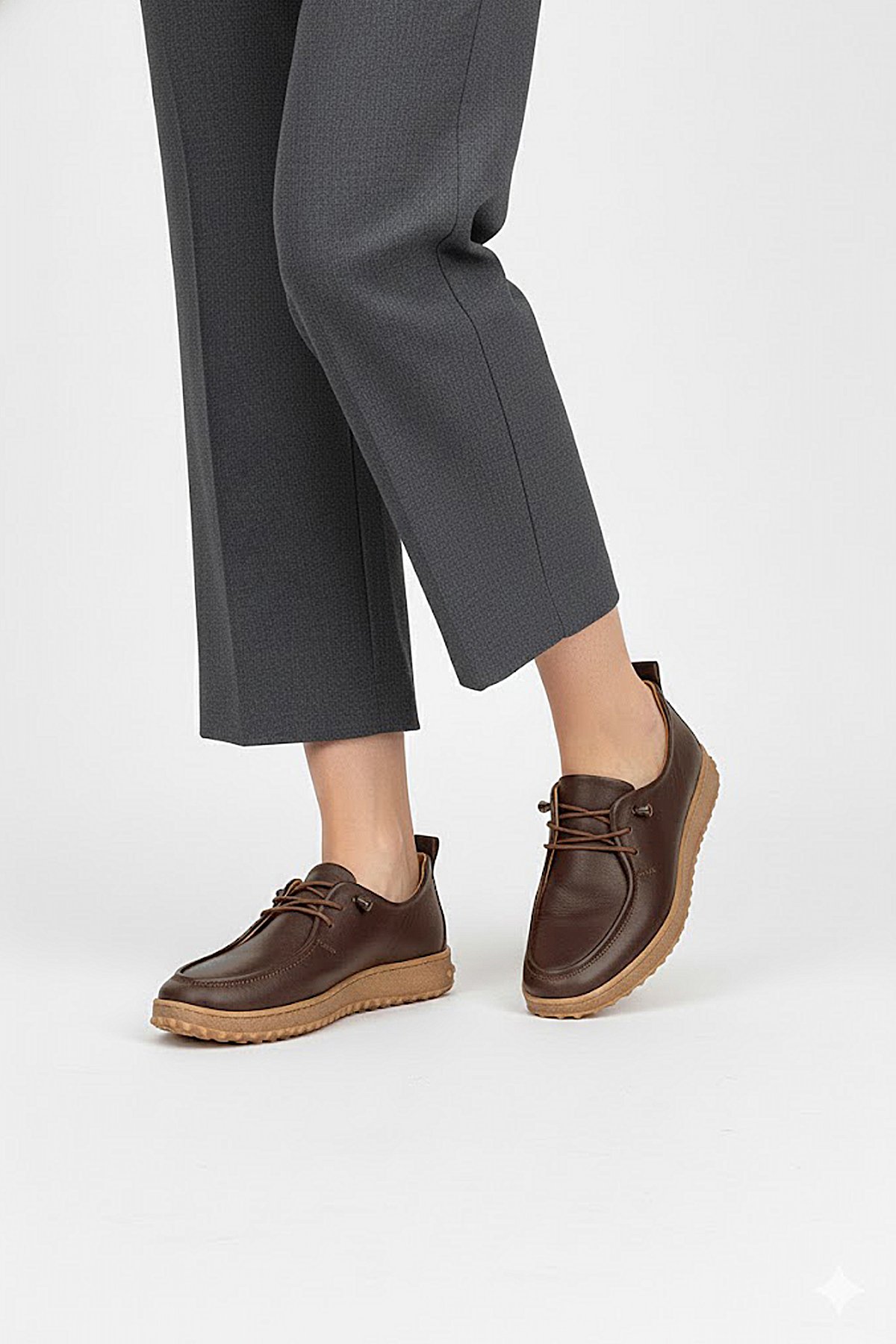Elit ASSCL100 Kadın Hakiki Deri Casual Ayakkabı Kahverengi - Görsel 4