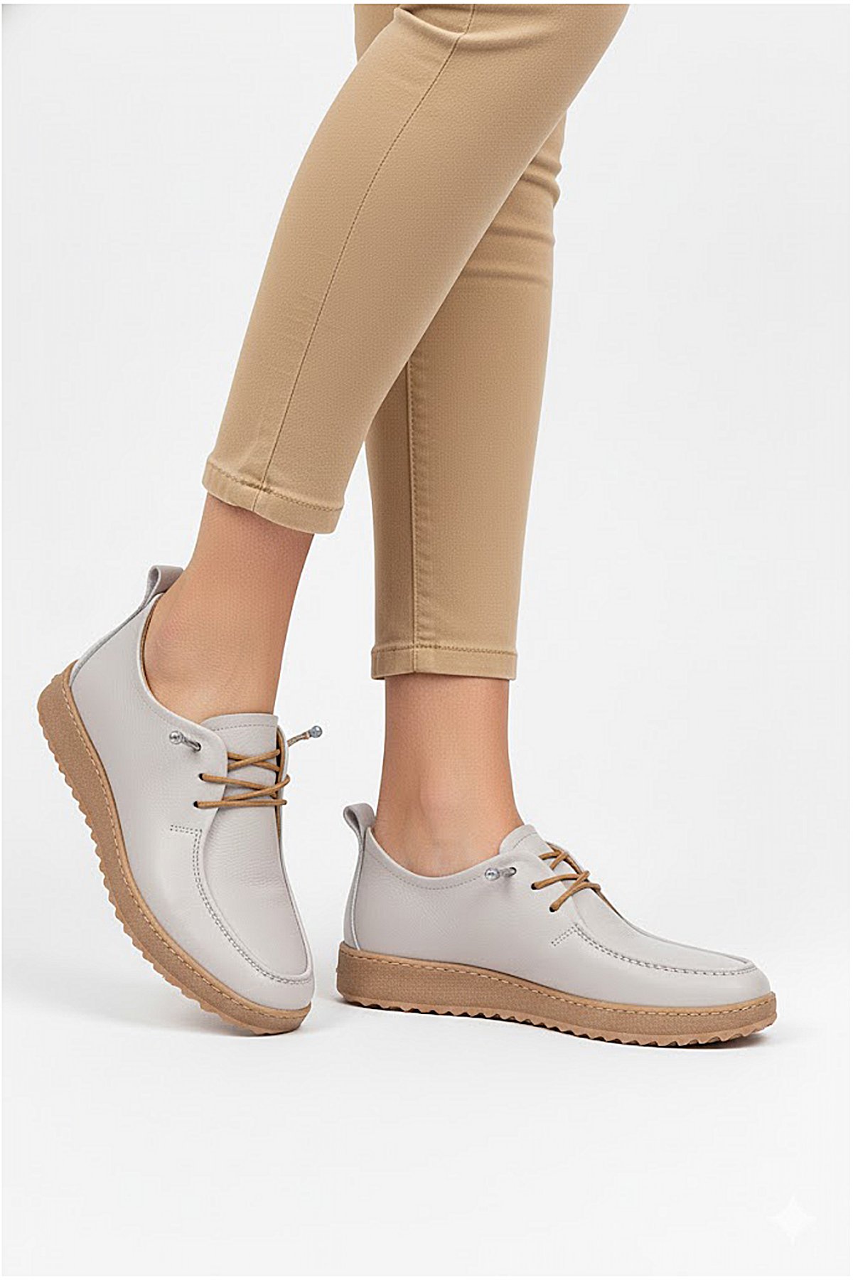 Elit ASSCL100 Kadın Hakiki Deri Casual Ayakkabı Gri - Görsel 3