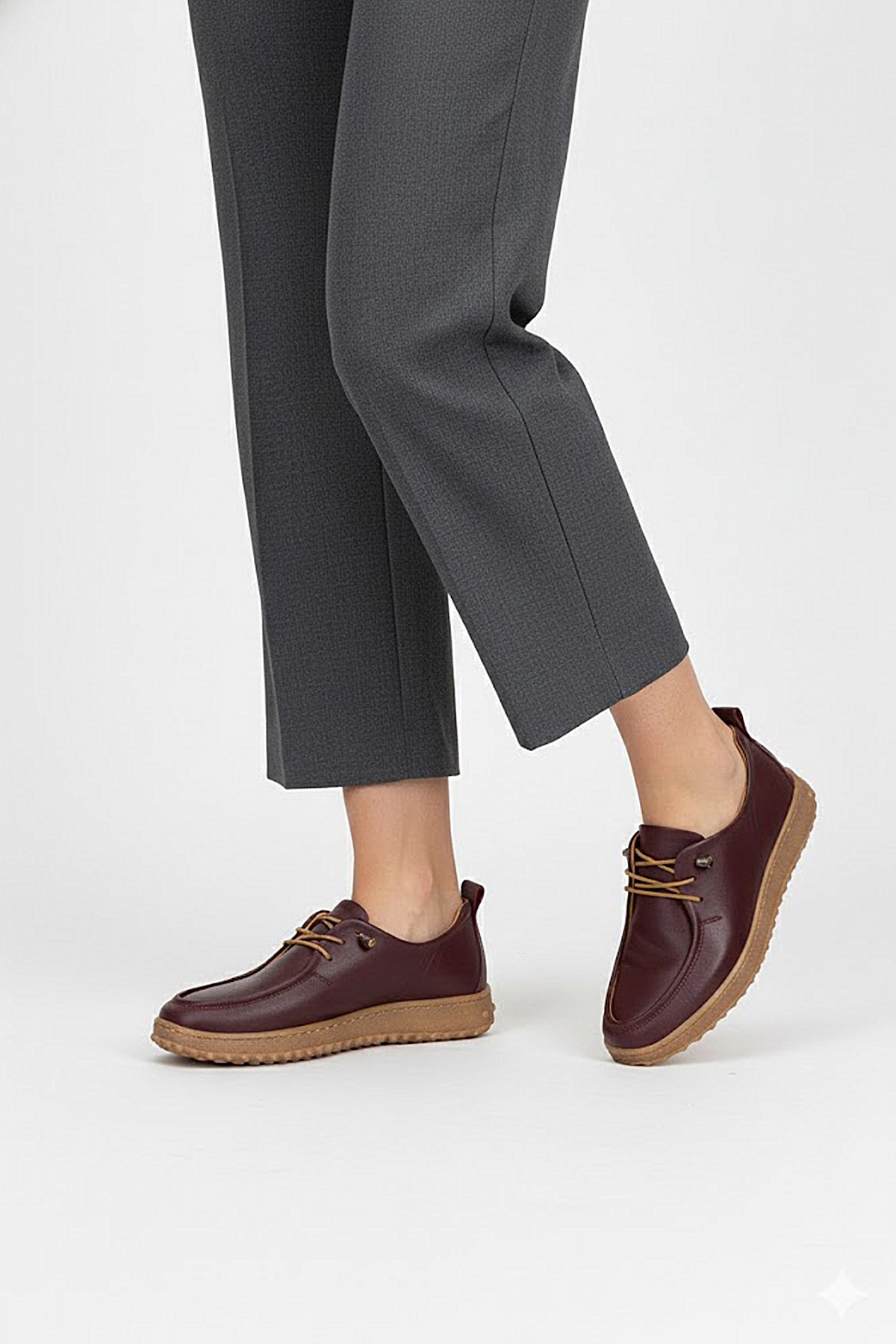 Elit ASSCL100 Kadın Hakiki Deri Casual Ayakkabı Bordo - Görsel 4