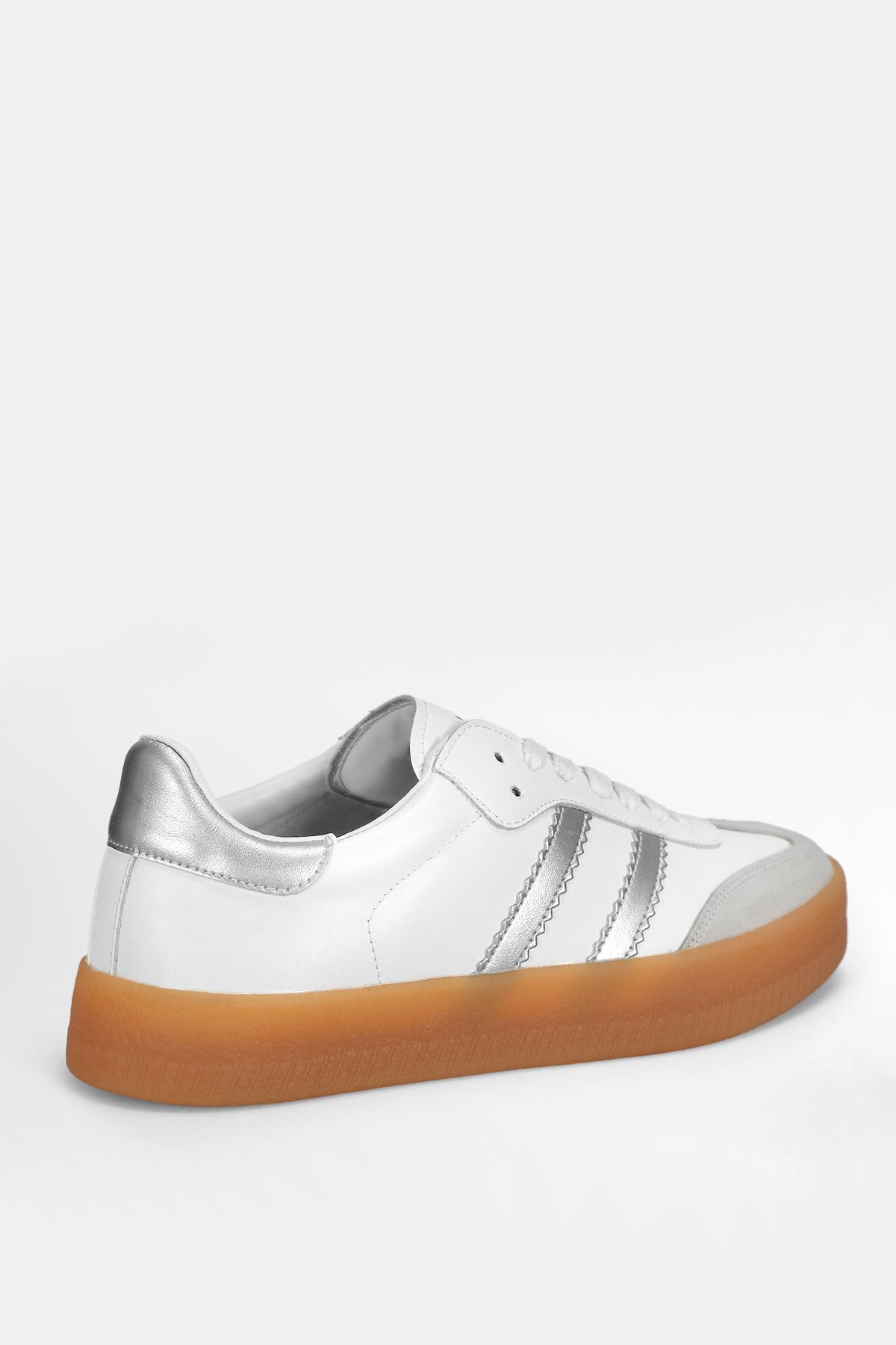 112230234 David 25K Erkek Hakiki Deri Klasik Sneaker Beyaz - Görsel 4