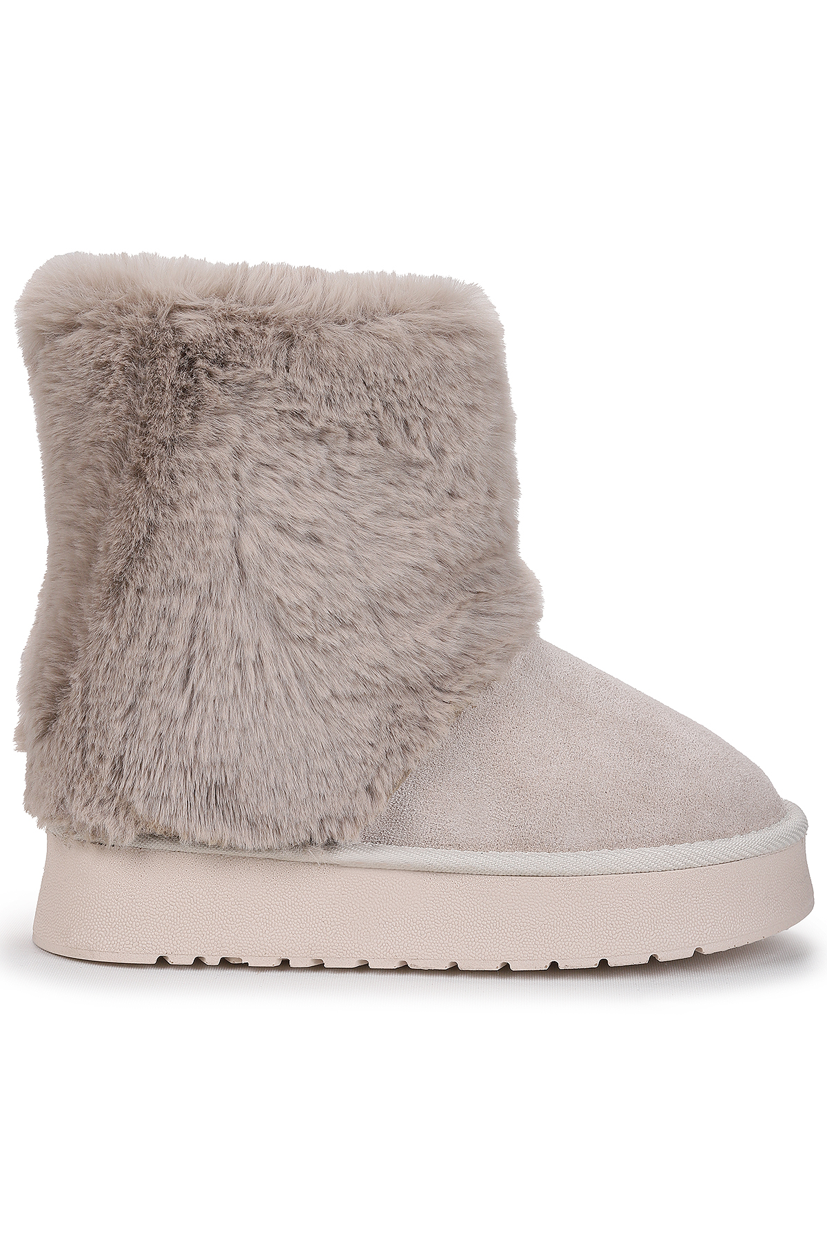 Nera Kürklü Kız Çocuk Süet Bot Ayakkabı Bej - Görsel 2