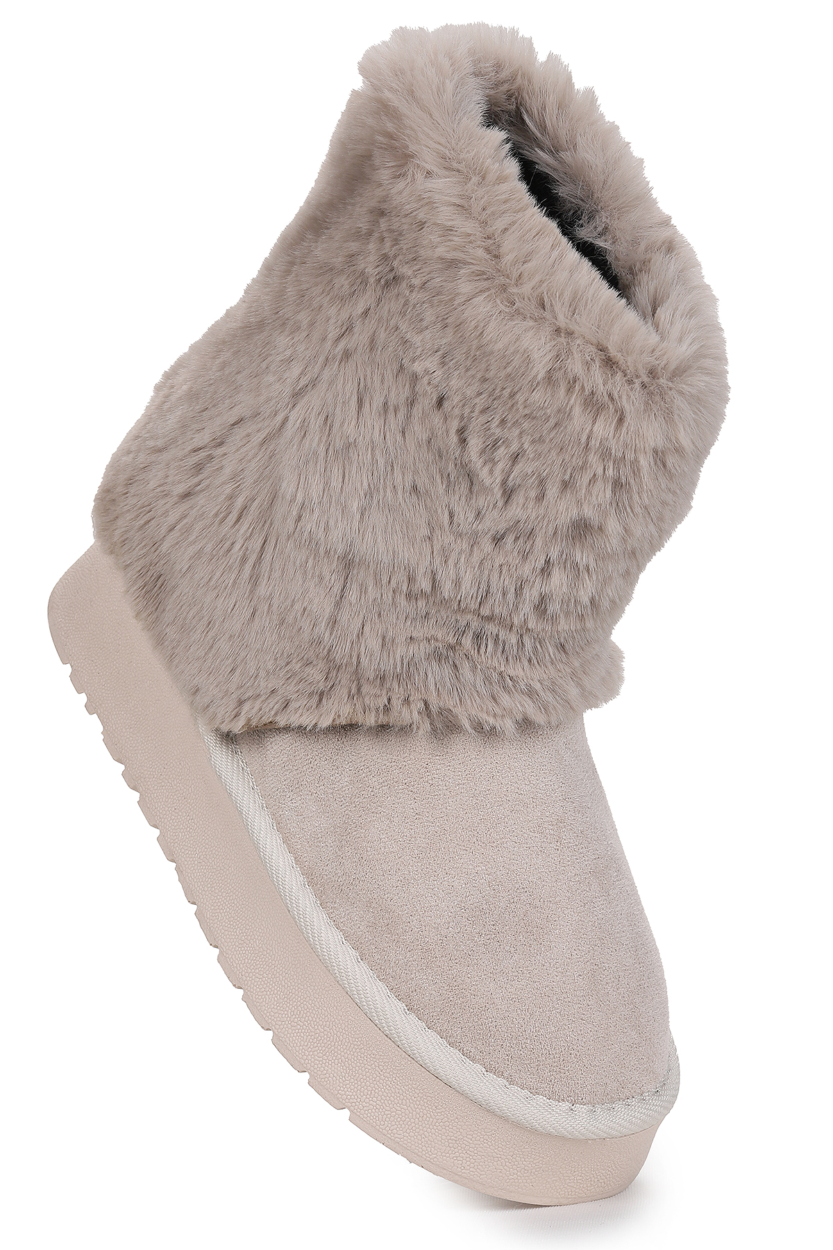 Nera Kürklü Kız Çocuk Süet Bot Ayakkabı Bej - Görsel 4