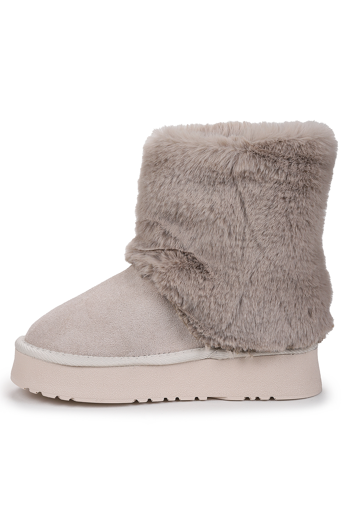 Nera Kürklü Kız Çocuk Süet Bot Ayakkabı Bej - Görsel 5