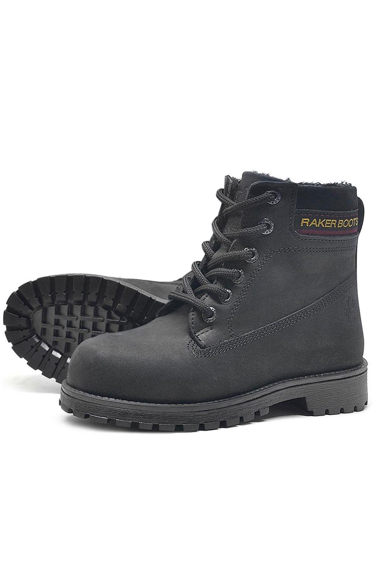 Hakiki Deri Siyah Nubuk Fermuarlı Kışlık Çocuk Bot - Görsel 5