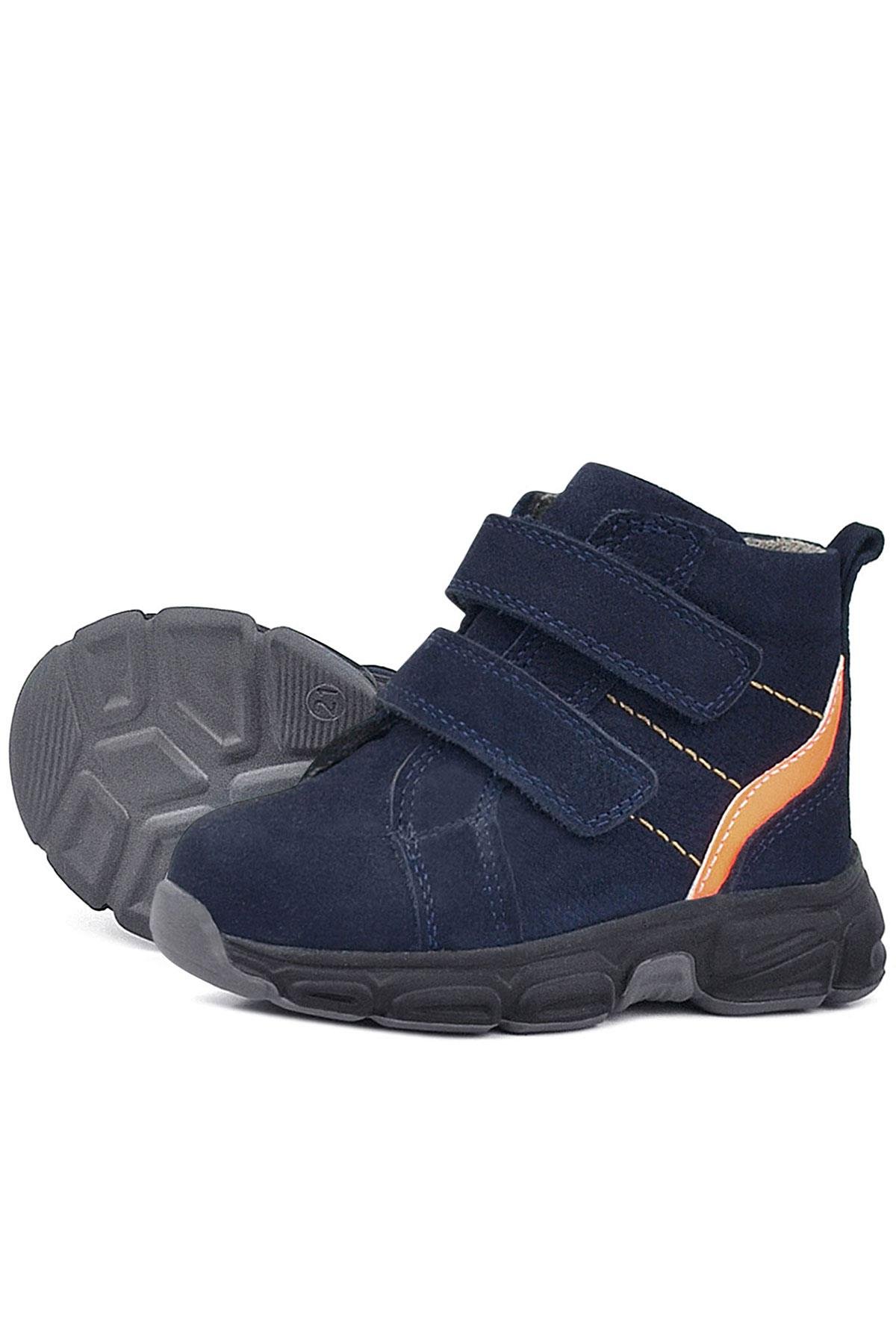 Hakiki Deri Lacivert Cırtlı Spor Erkek Bebek Bot - Görsel 7