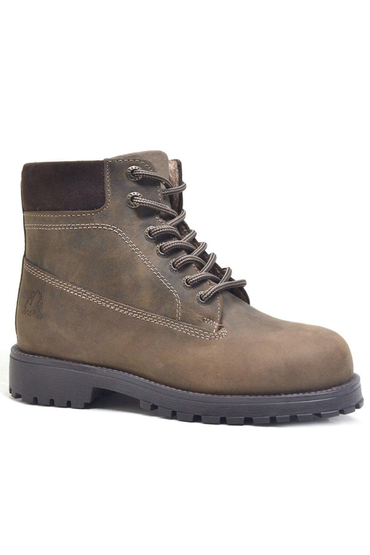 Neson Hakiki Deri Kum Rengi Kışlık Çocuk Bot Postal Ayakkabı - Görsel 2