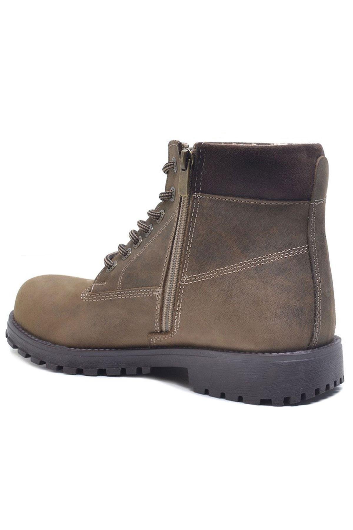 Neson Hakiki Deri Kum Rengi Kışlık Çocuk Bot Postal Ayakkabı - Görsel 5