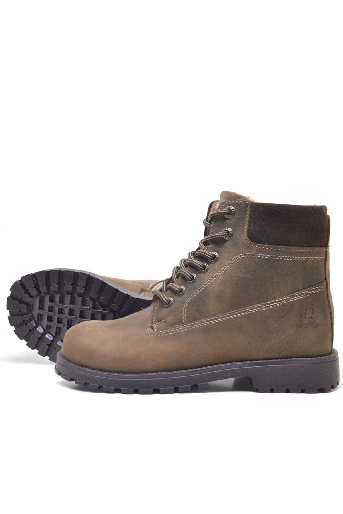 Neson Hakiki Deri Kum Rengi Kışlık Çocuk Bot Postal Ayakkabı - Görsel 7
