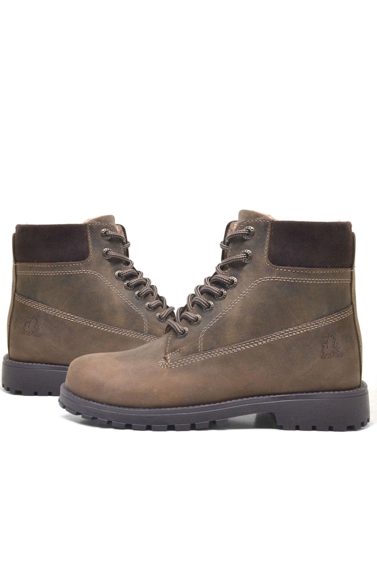 Neson Hakiki Deri Kum Rengi Kışlık Çocuk Bot Postal Ayakkabı - Görsel 9