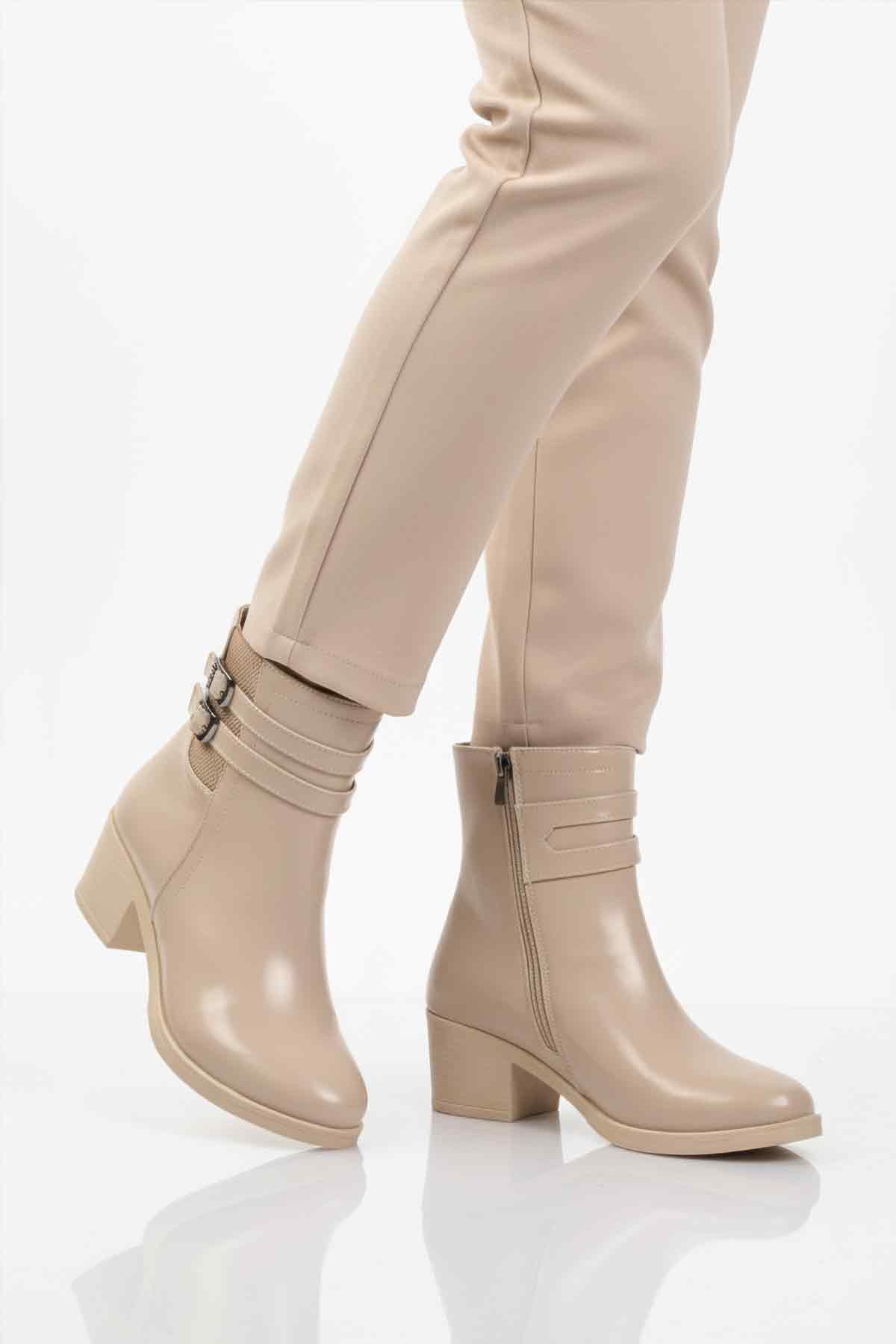 Bej İçi Kürklü Topuklu Kadın Bot 1006 Z - Görsel 2