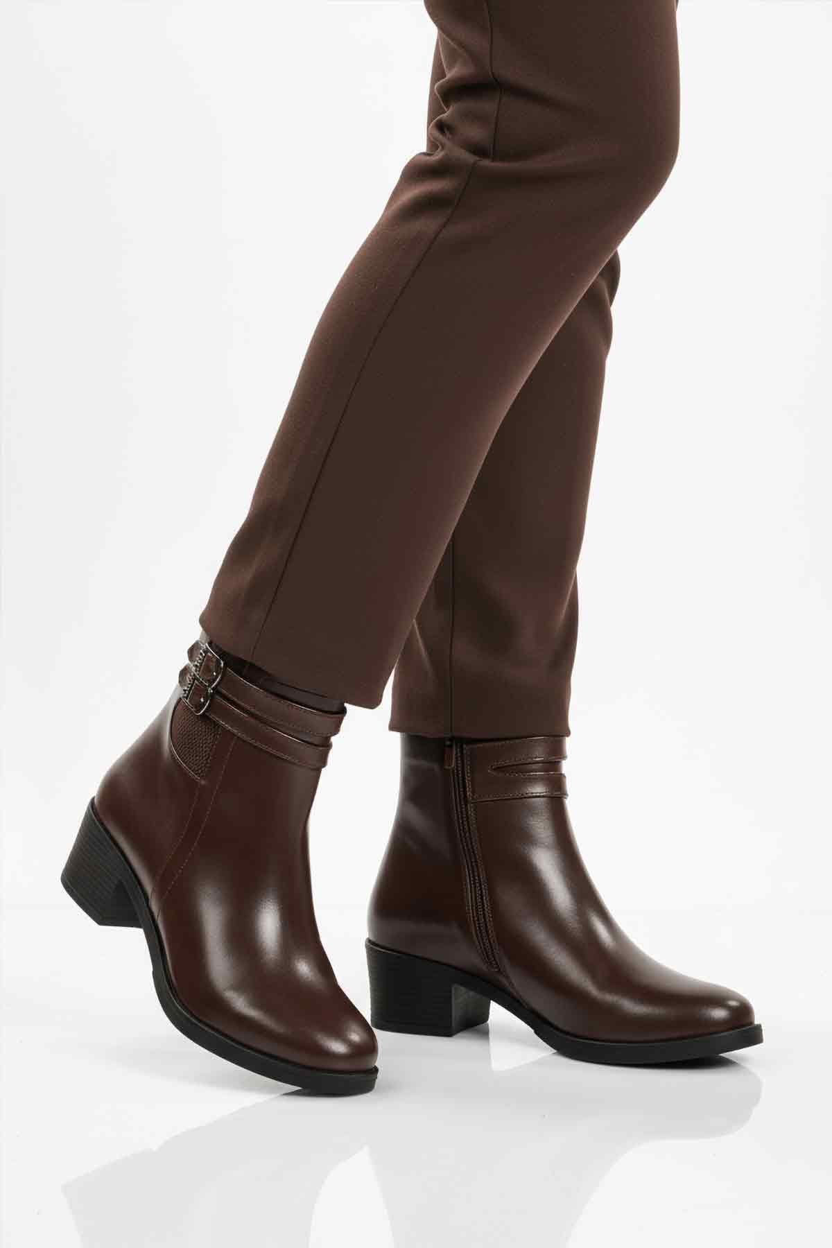 Kahve İçi Kürklü Topuklu Kadın Bot 1006 Z - Görsel 2