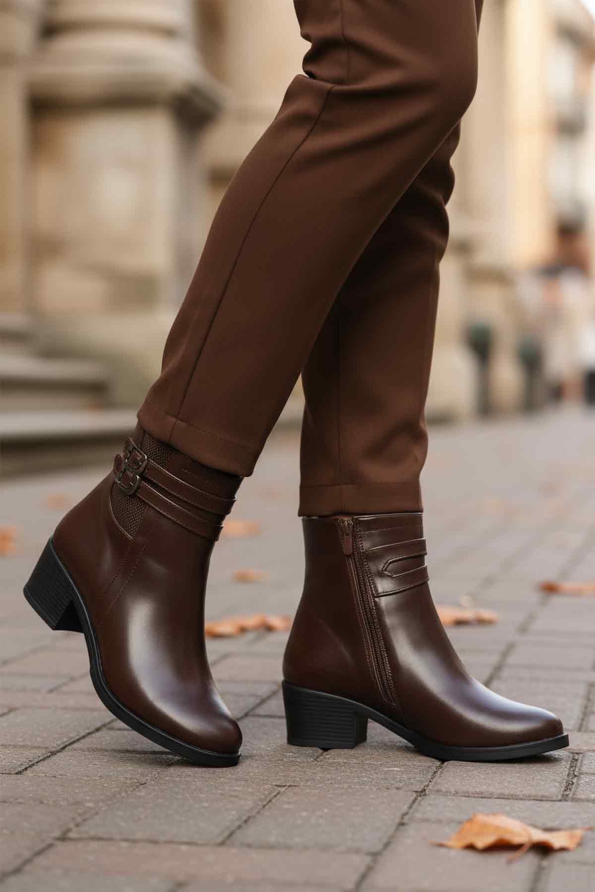 Kahve İçi Kürklü Topuklu Kadın Bot 1006 Z - Görsel 4