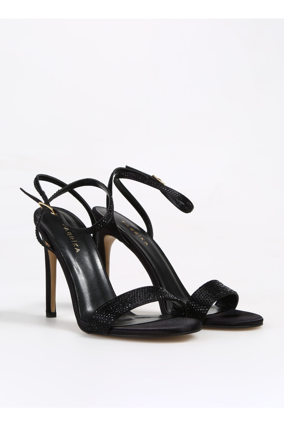 Fabrika Fabrika Siyah Kadın Saten Topuklu Sandalet KAME Topuklu Ayakkabı | Flo Siyah - 3. görsel