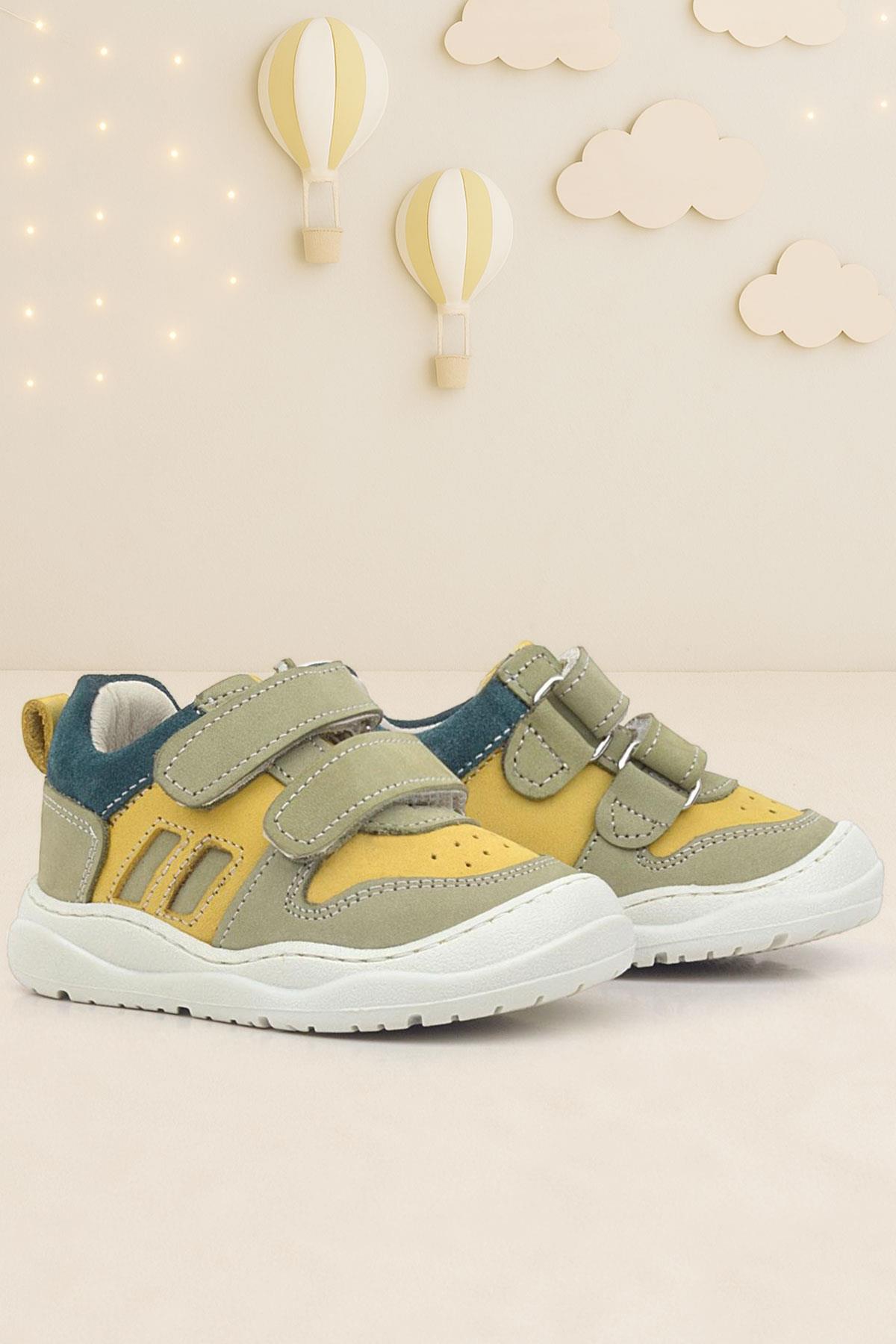 Schaggy Hakiki Deri Sarı Yeşil Bebek Spor Ayakkabı - Görsel 2
